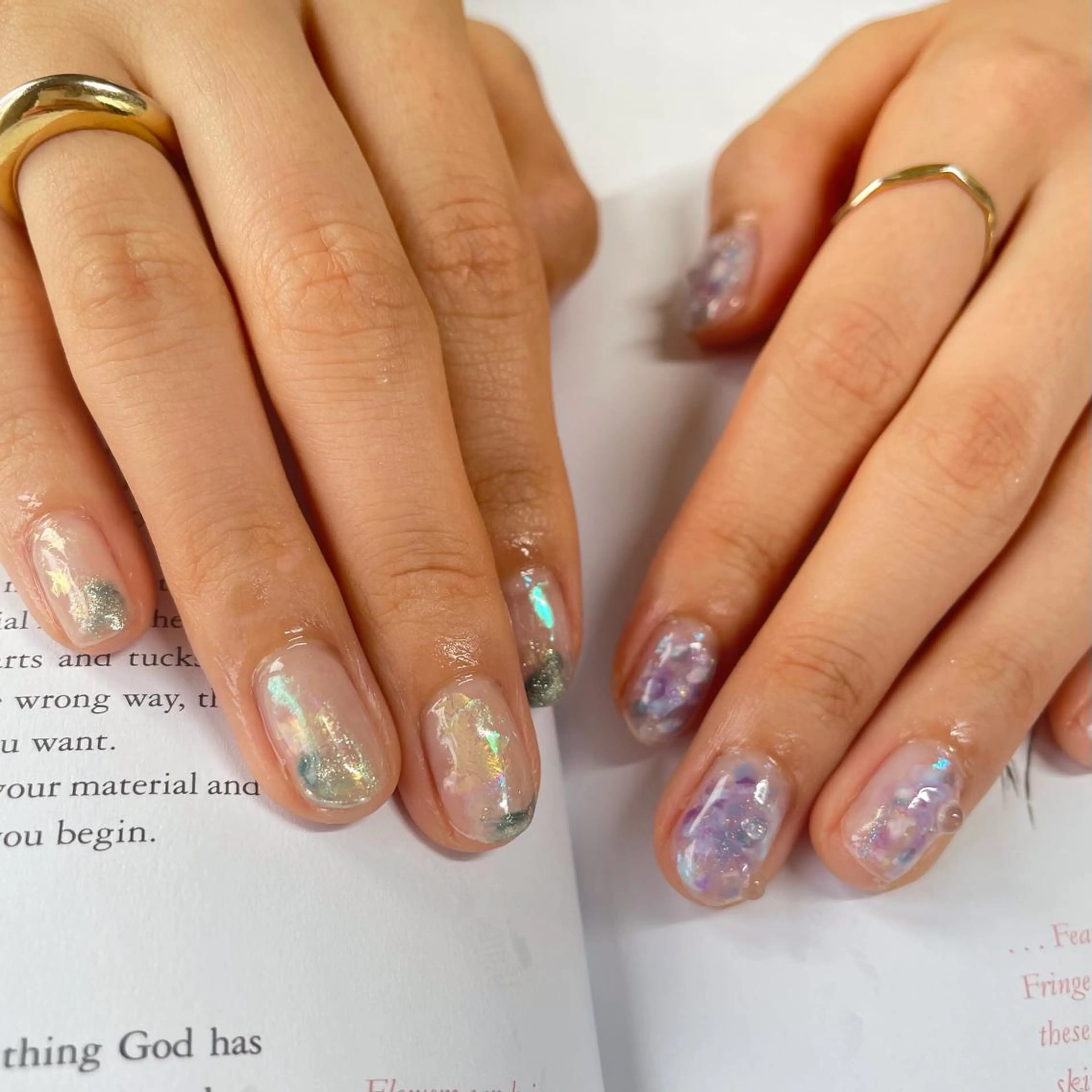 ネイル オーロラネイル クリアネイル ニュアンスネイル ハンドネイル フットネイル chai大阪上本町 sayakaのネイルデザイン