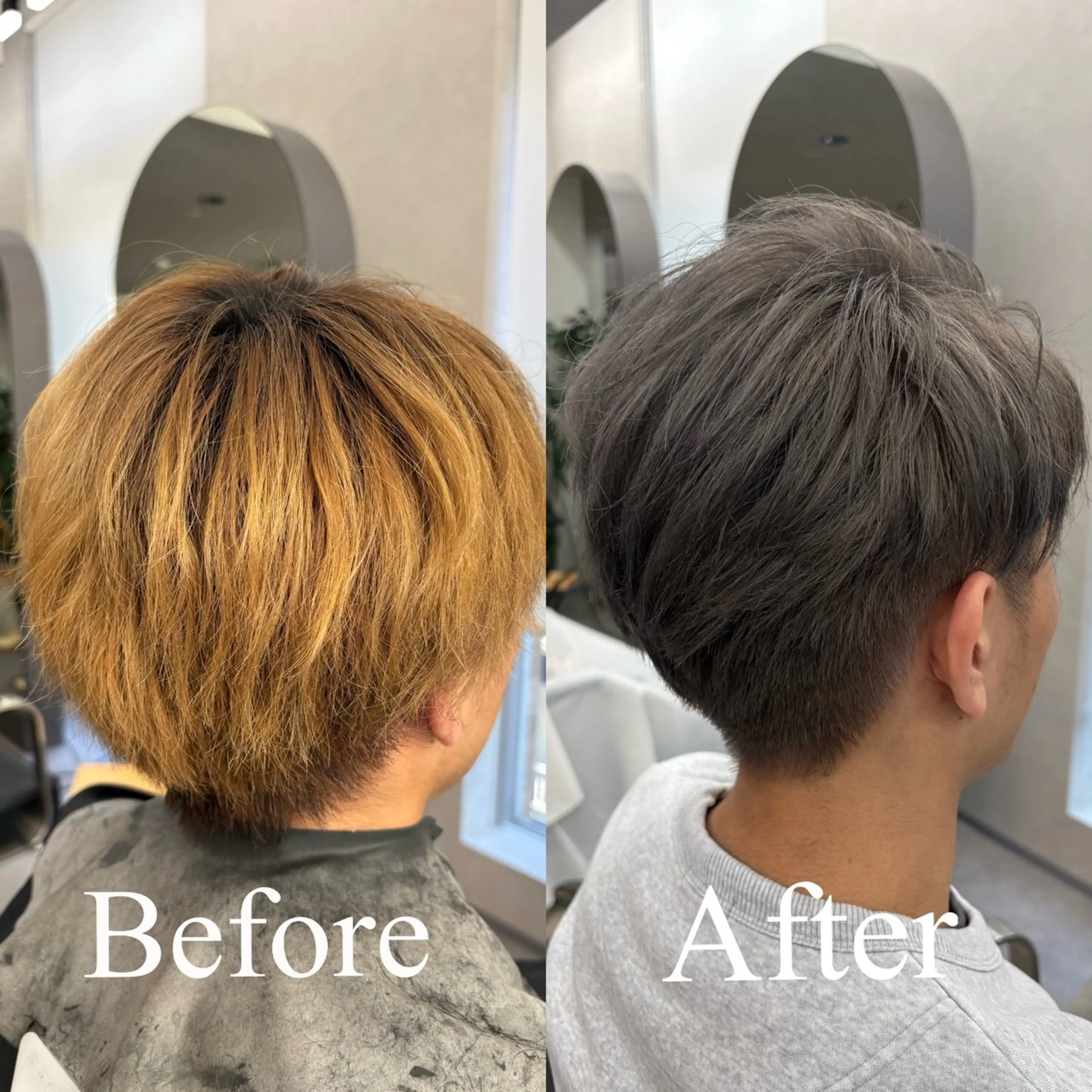 ショート カラー メンズ グレージュ カット ヘアカラー qumu 横浜所属・透明感カラー/ボブ /ショート🌿神永のヘアスタイル