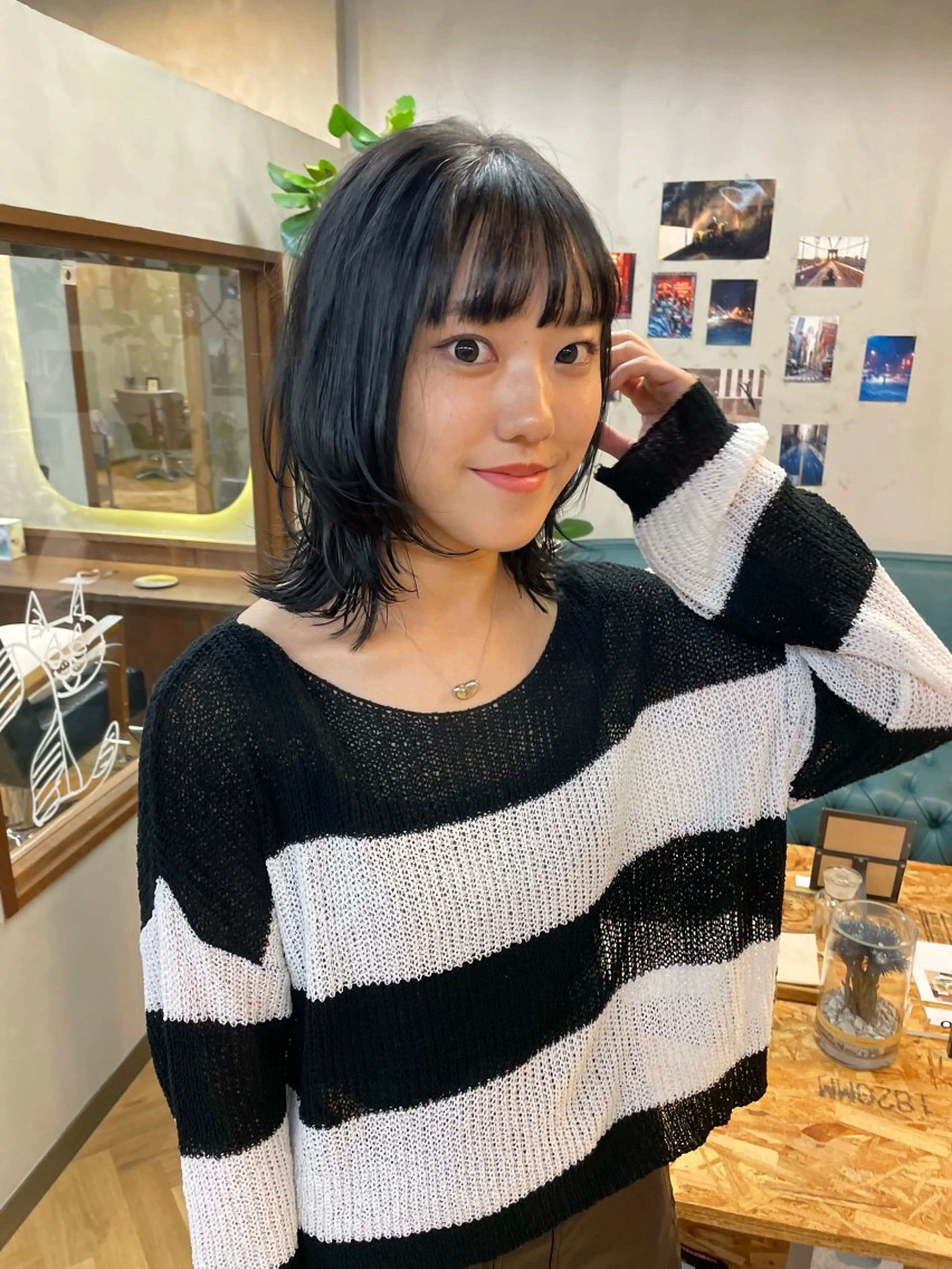 ミディアム カラー パーマ ヘアアレンジ メンズ ネイビーカラー tatsumi/ボブ ウルフ/レイヤーのヘアスタイル