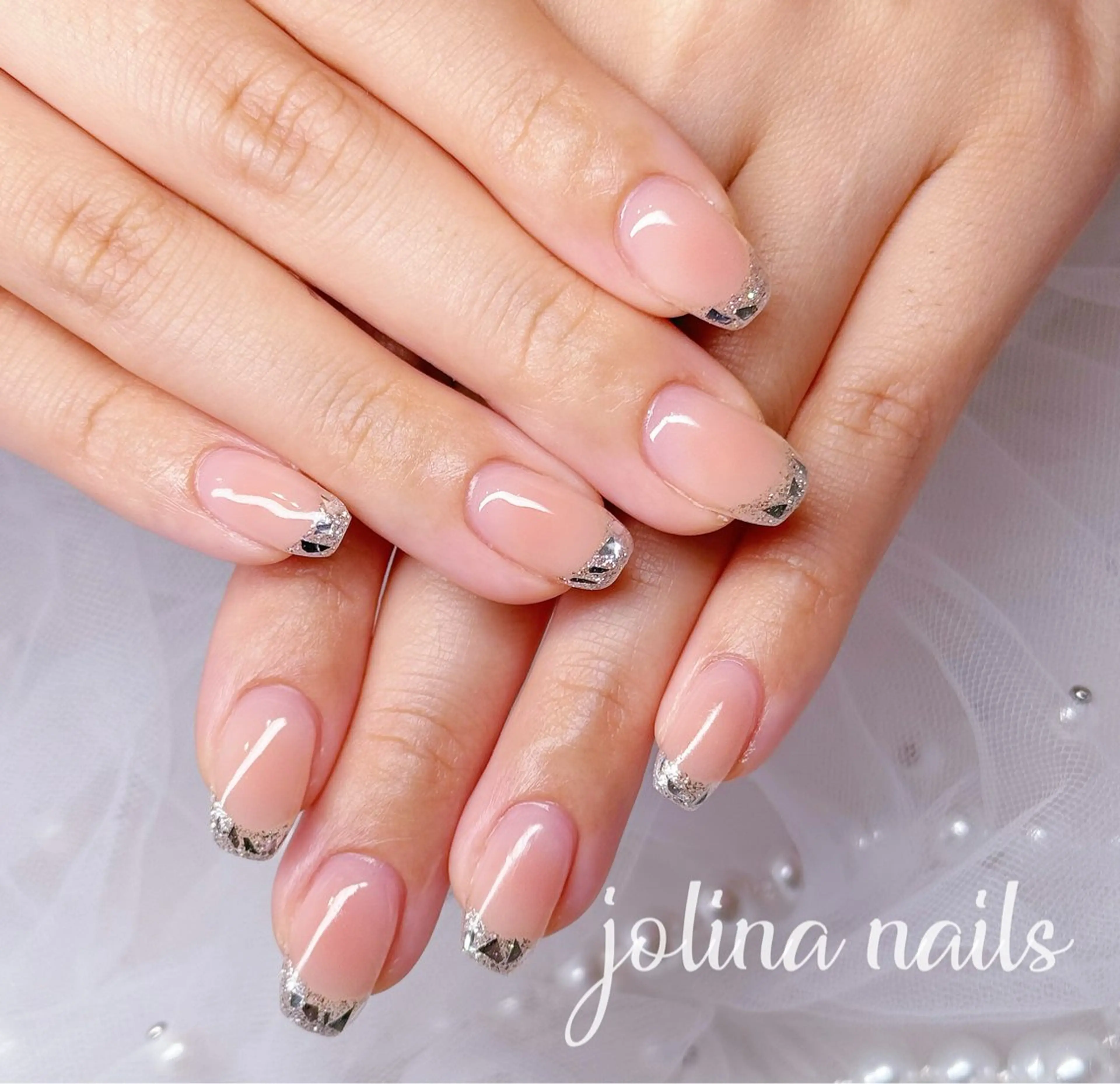 ネイル チークネイル フレンチネイル ガラスフレンチ jolina nails鶴見店のネイルデザイン