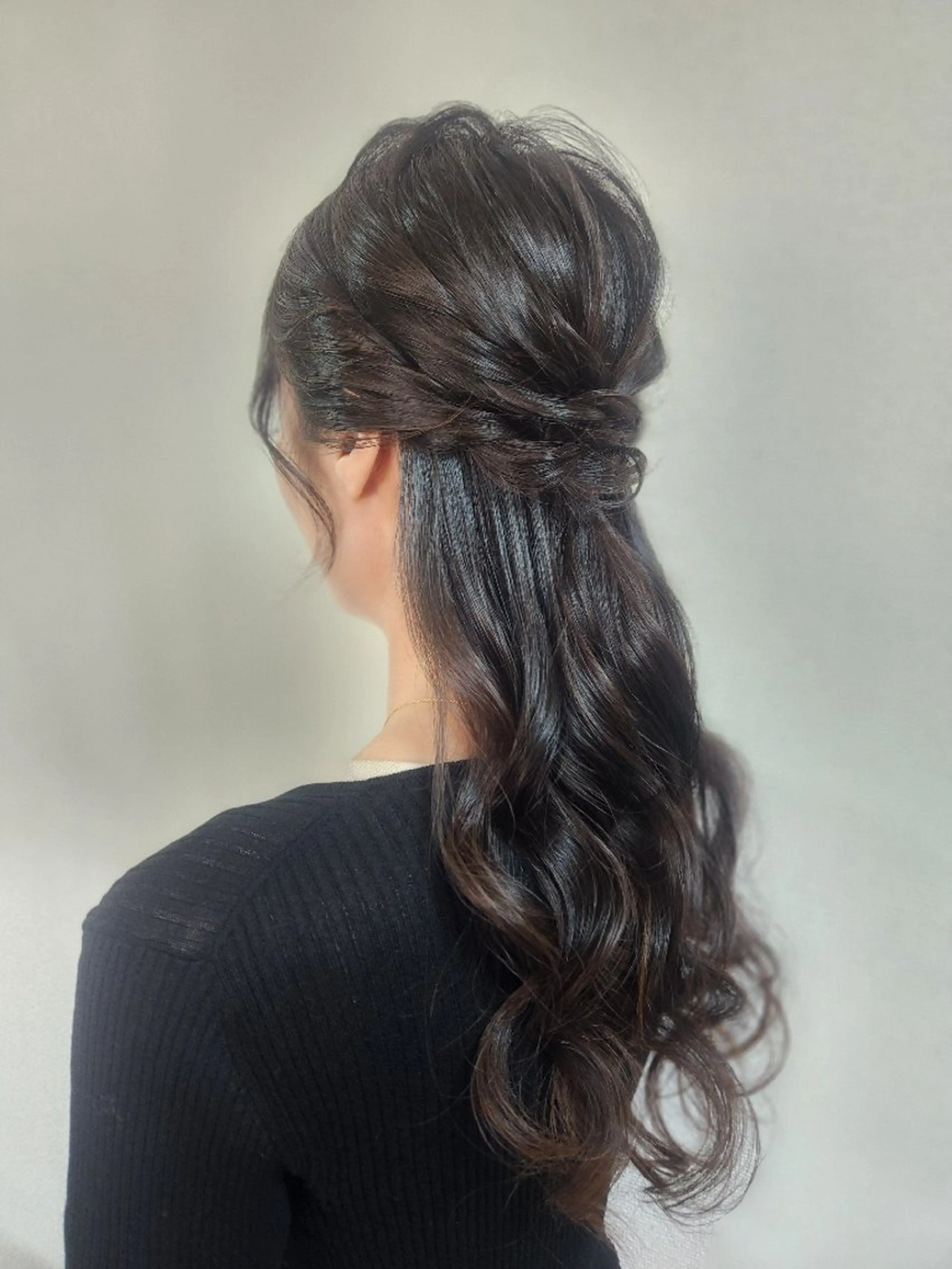 ロング ヘアアレンジ ハーフアップ 結婚式・ブライダル ヘアセット サロンソレイユ(マツ エク/ヘアセット)のヘアスタイル