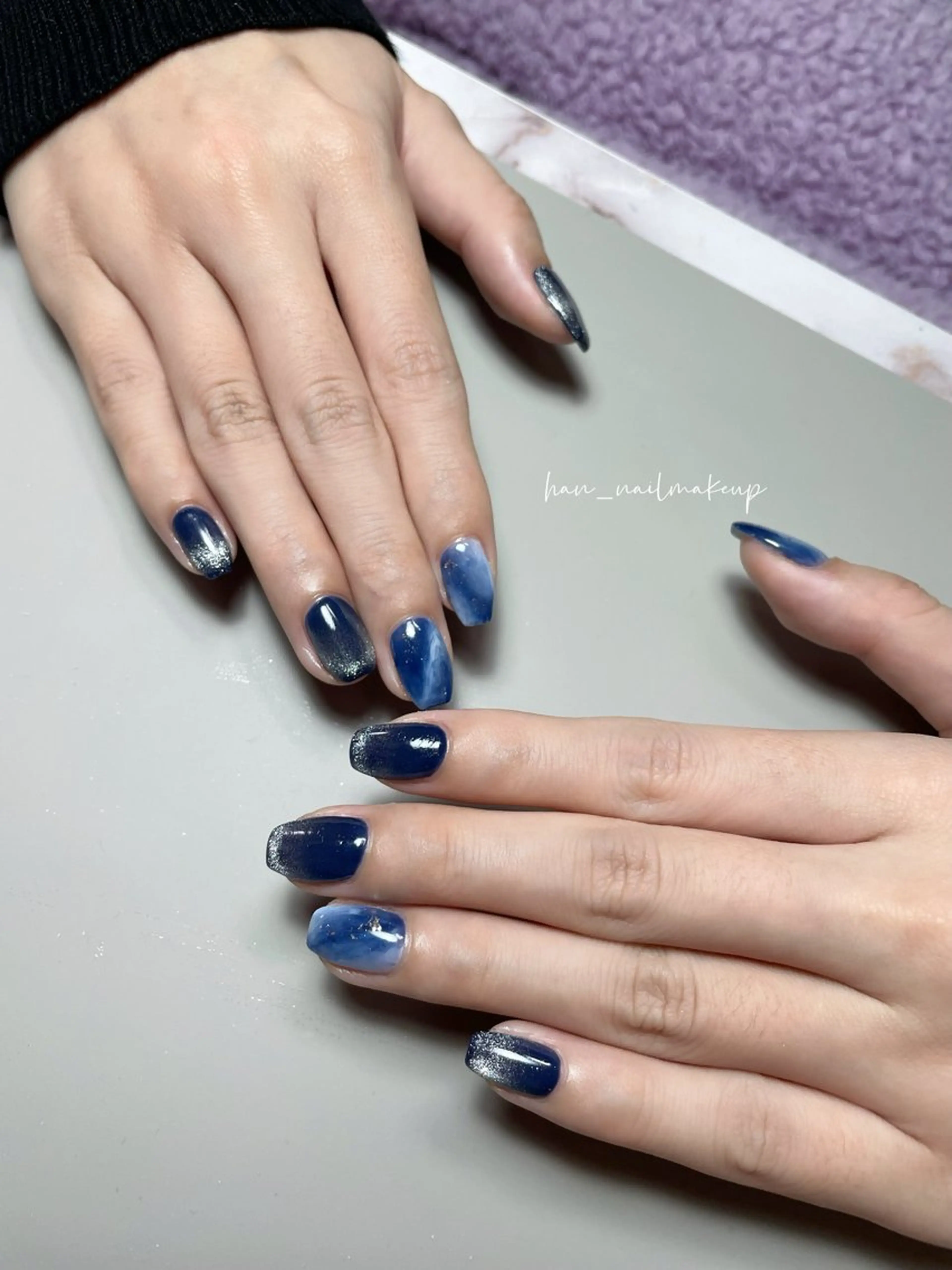 ネイル キラキラネイル ラメ(グリッター) マグネットネイル シンプルネイル ハンドネイル Han Nail 【y&m】のネイルデザイン