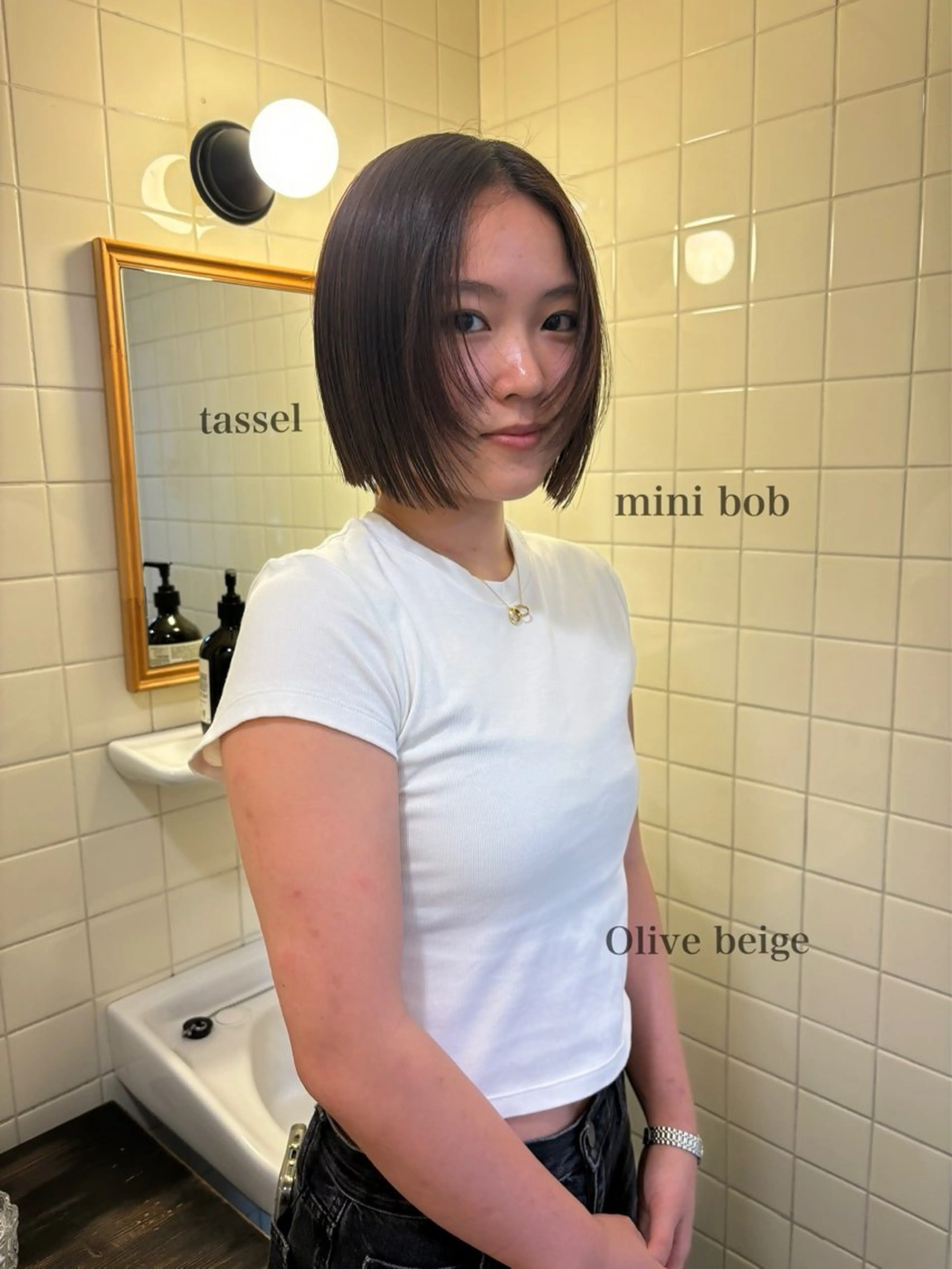 ミディアム カラー カット ヘアカラー トリートメント ボブ&透明感カラー ♡TOMOEのヘアスタイル