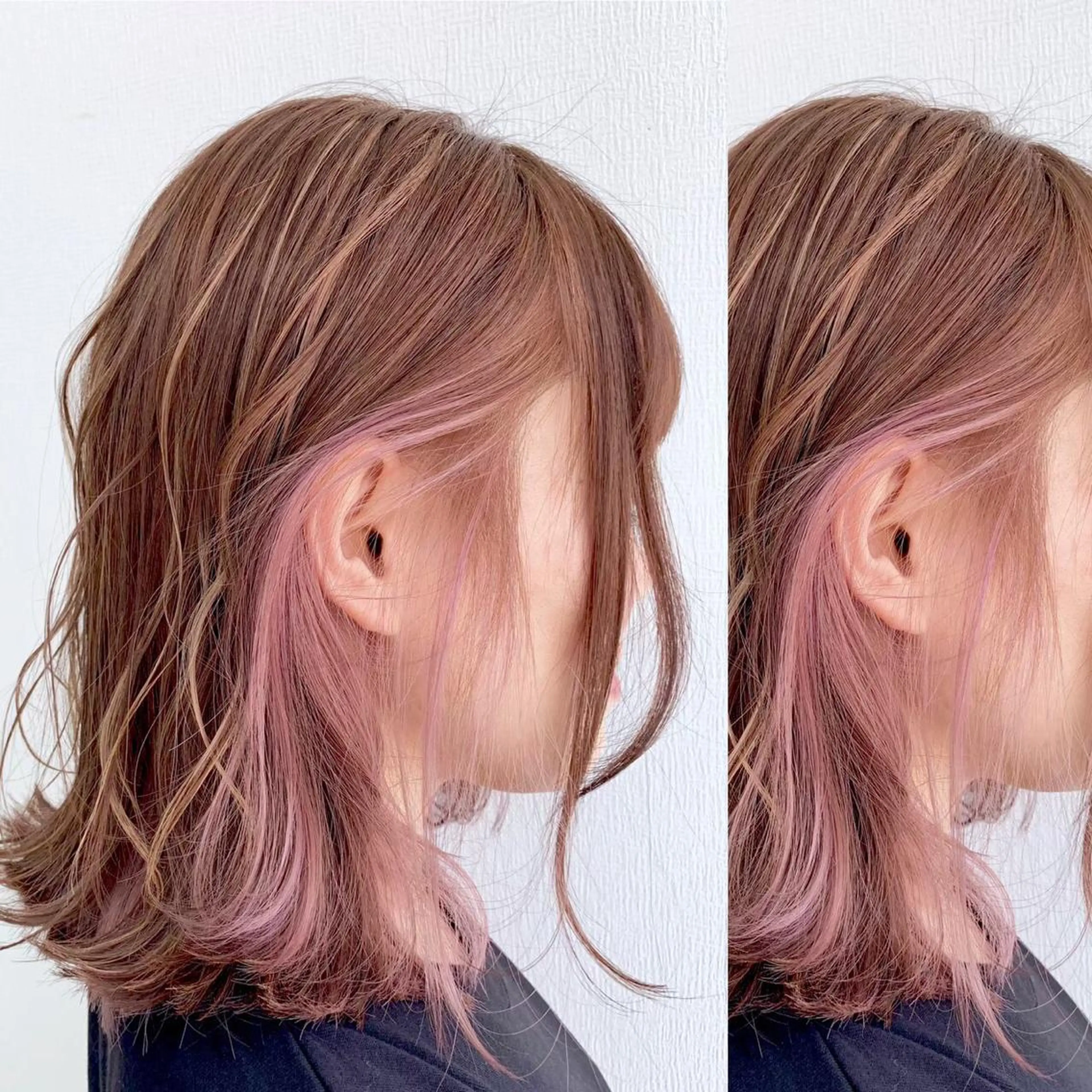 セミロング カラー JuNブリーチに 縮毛矯正するプロのヘアスタイル