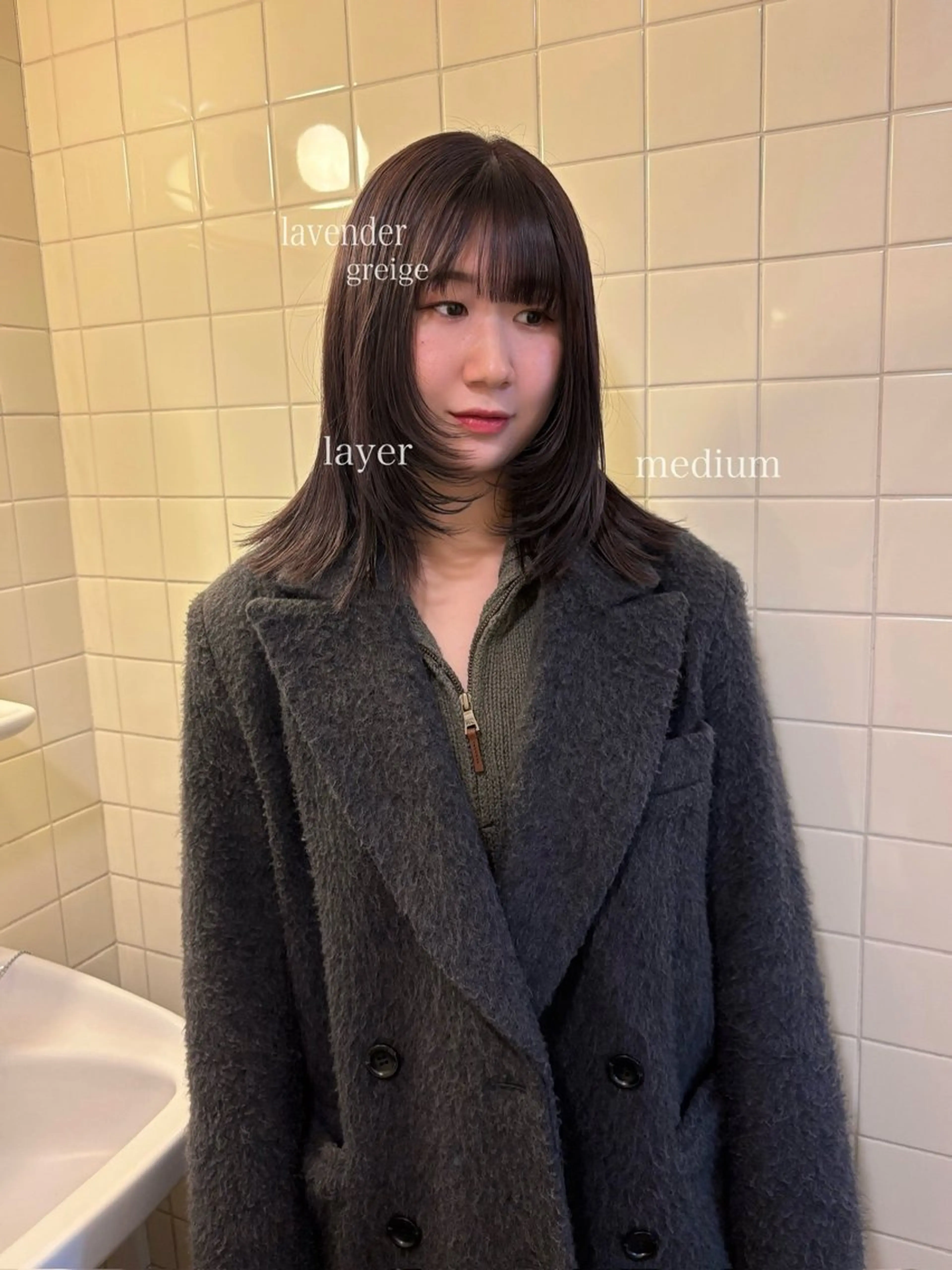 ミディアム カラー ヘアカラー トリートメント 韓国ボブ＆顔まわり レイヤー♡TOMOEのヘアスタイル