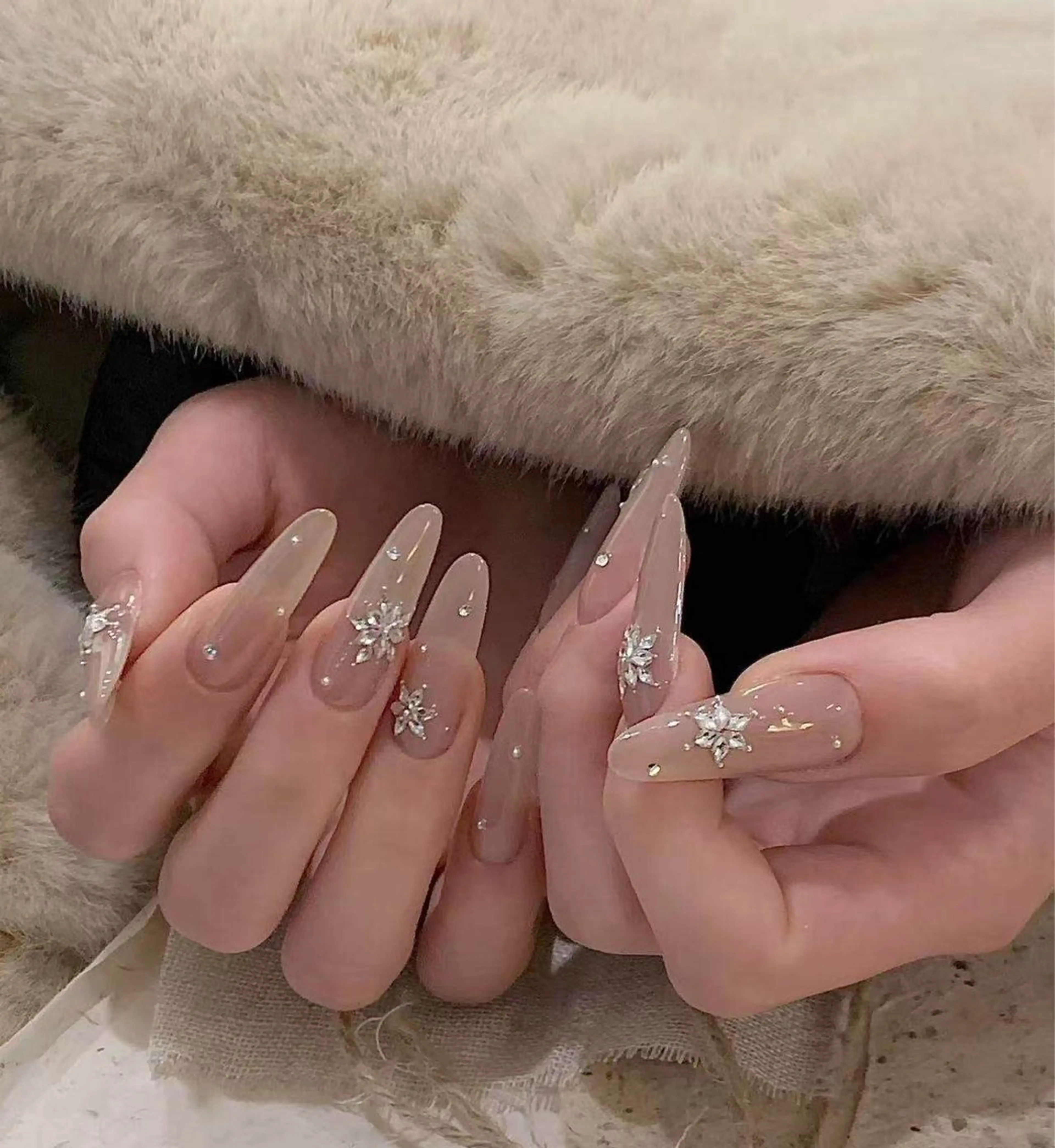 ネイル フラワーネイル フレンチネイル ジェルネイル ガラスフレンチ ハート ハンドネイル BabyYouMi ねねのネイルデザイン