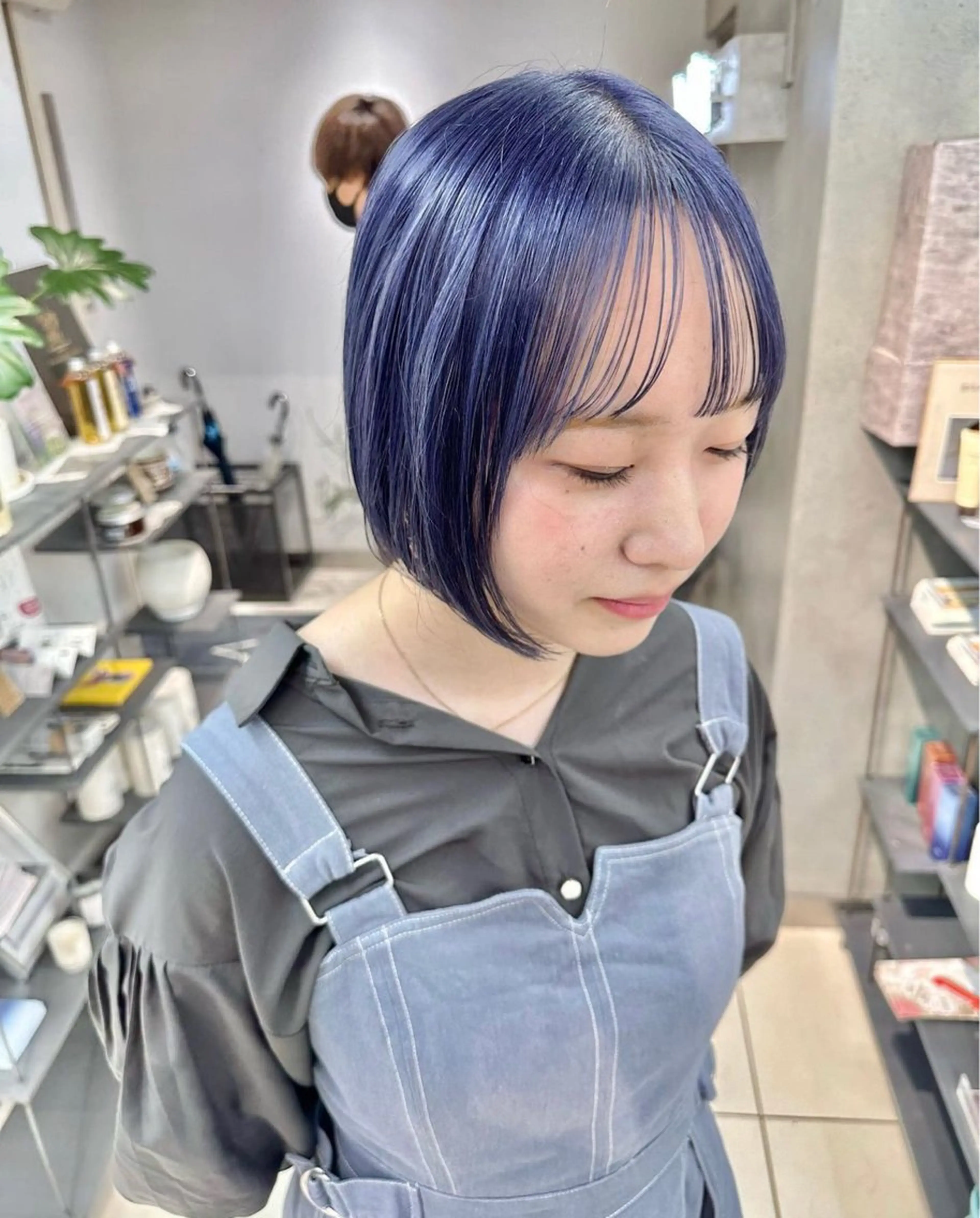 ミディアム カラー ブルーカラー ネイビーカラー ナチュラル×色気パ ーマ 渋谷/マナミのヘアスタイル