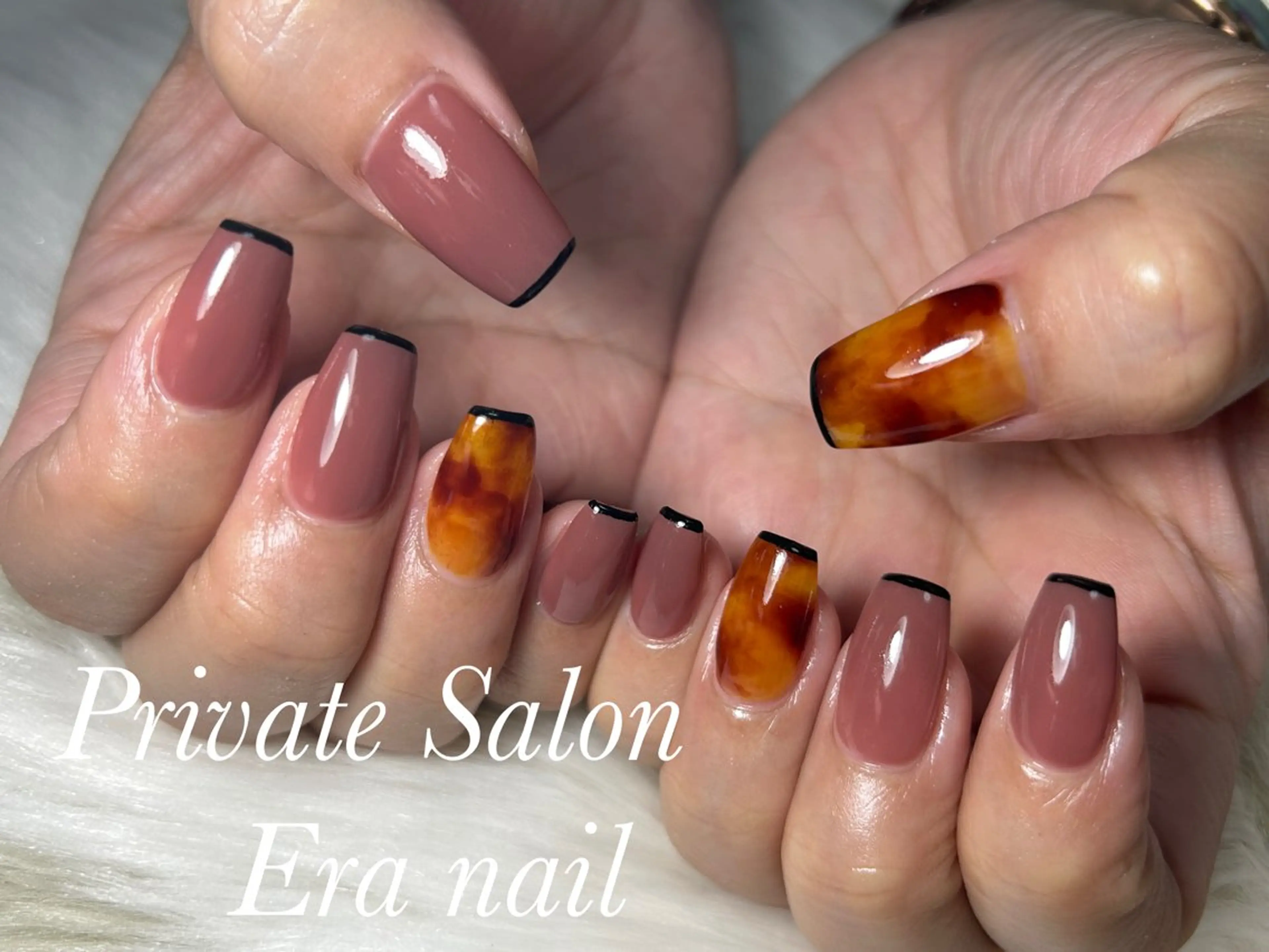 ネイル べっ甲ネイル ハンドネイル Era nailのネイルデザイン