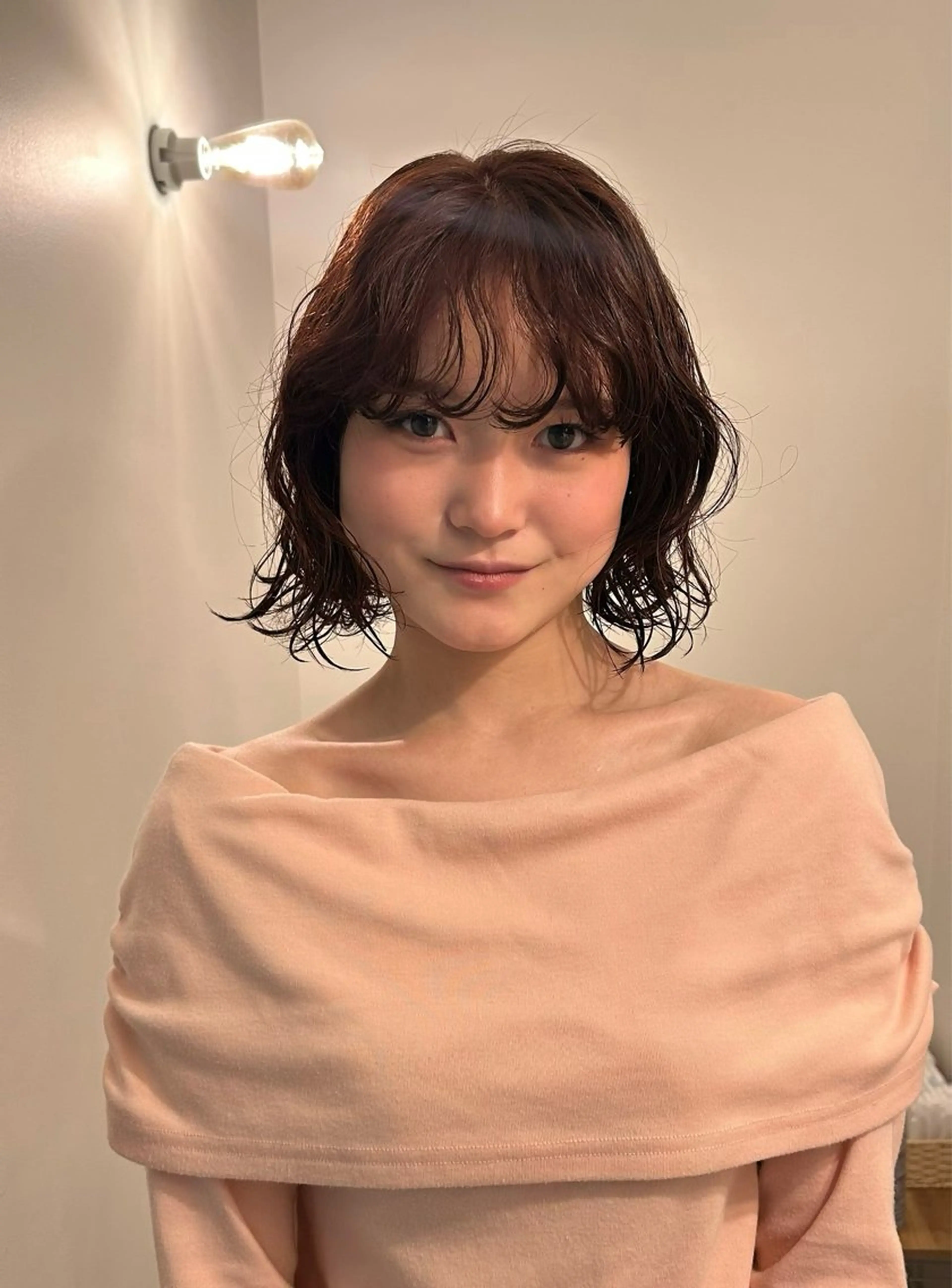 ショート オレンジブラウン カット ヘアカラー パーマ ano @anomukuiのヘアスタイル