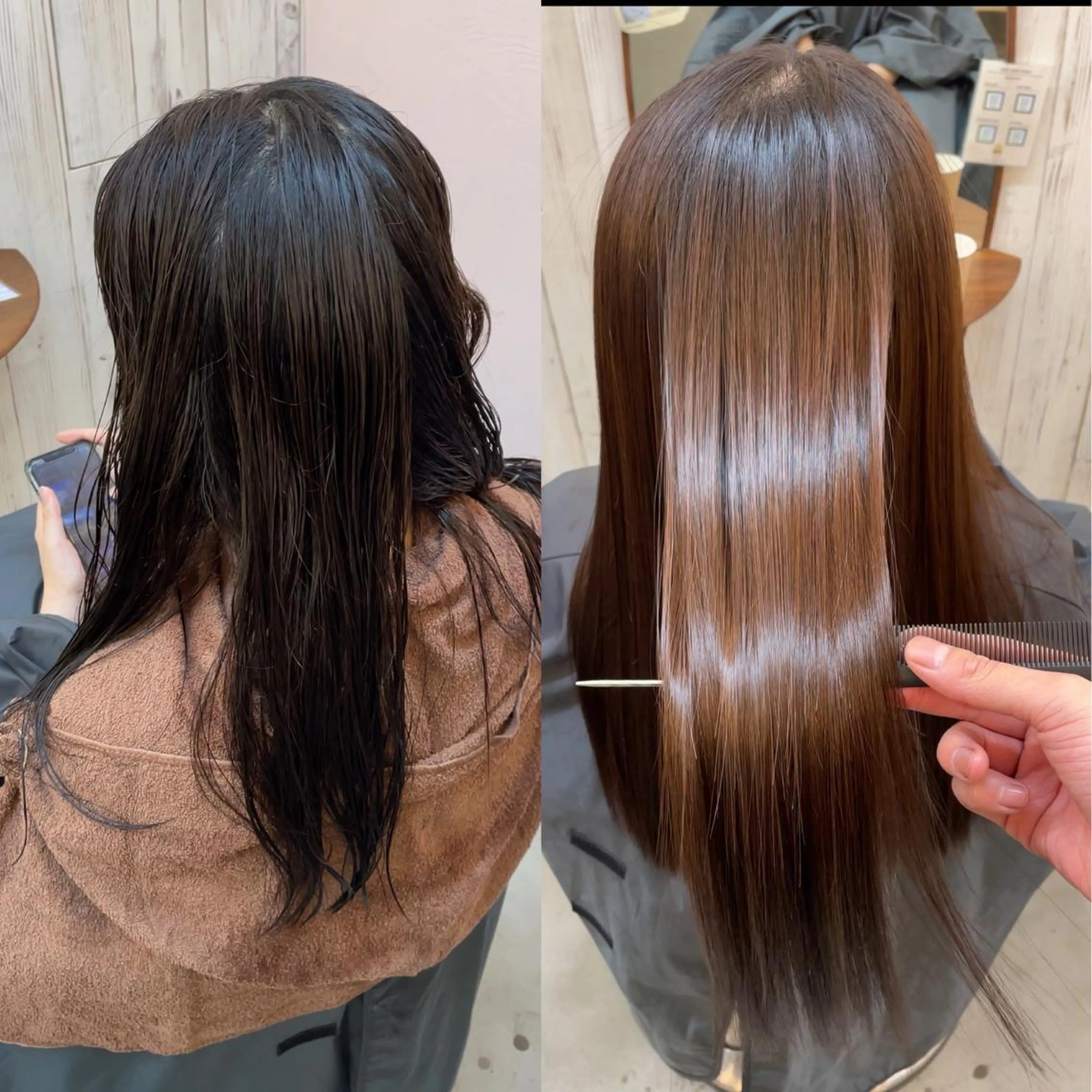 ロング パーマ ボブ縮毛矯正 韓国レイヤーRINAのヘアスタイル