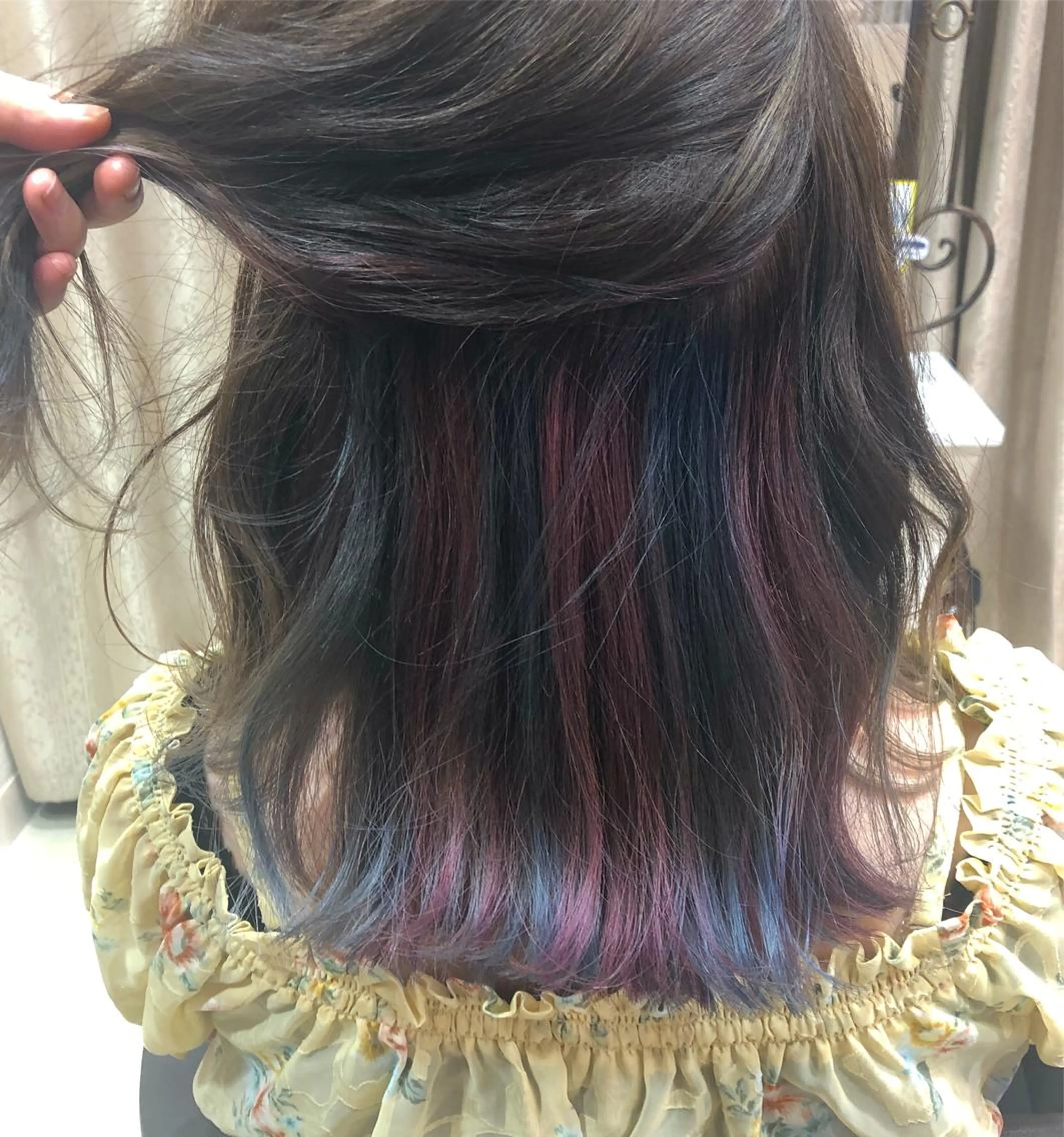 セミロング カラー ブルーカラー インナーカラー パープルカラー ユニコーンカラー RUMéL 🌙YUIのマツエク・マツパデザイン