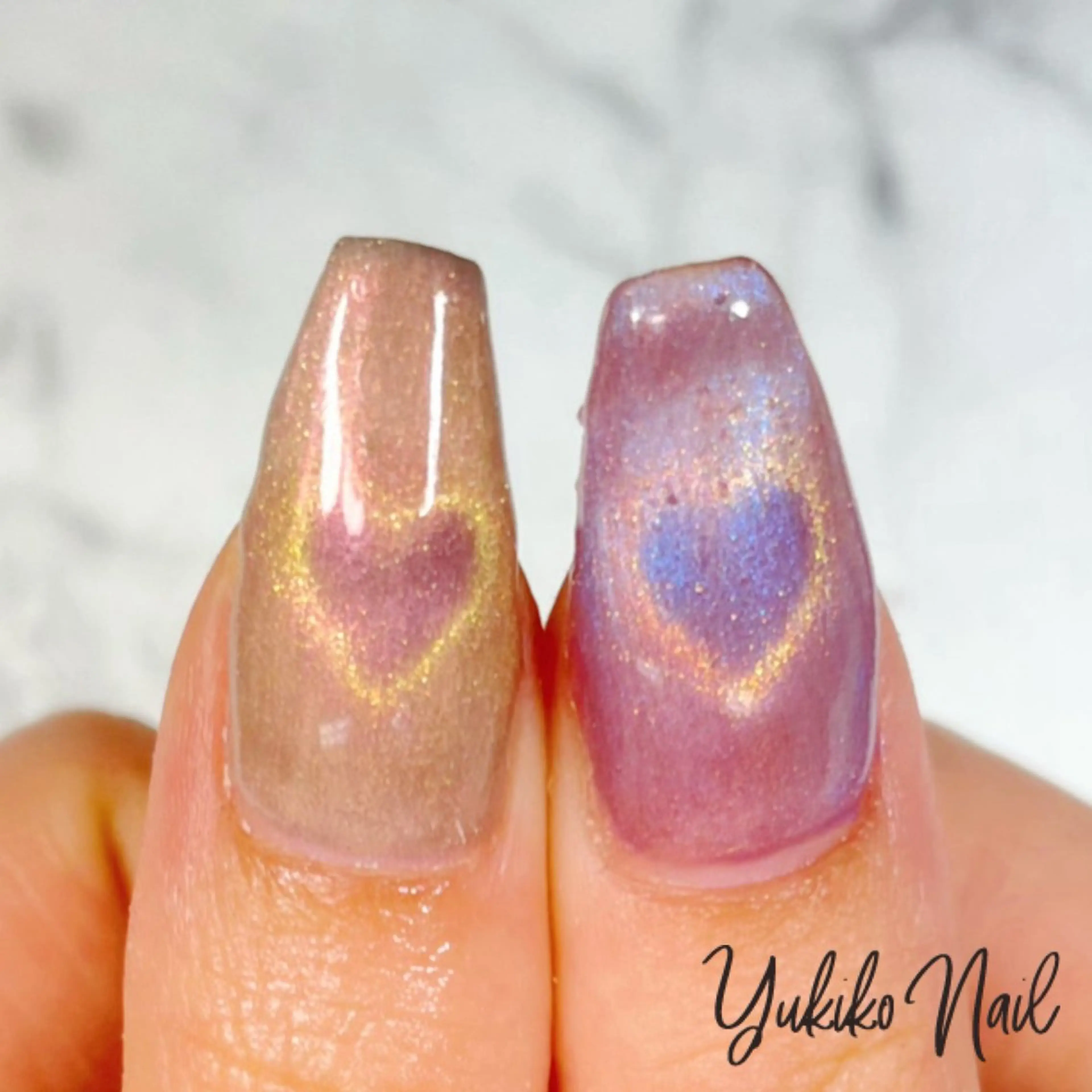 ネイル ハート キラキラネイル マグネットネイル ワンカラーネイル ユキコ ネイルのネイルデザイン