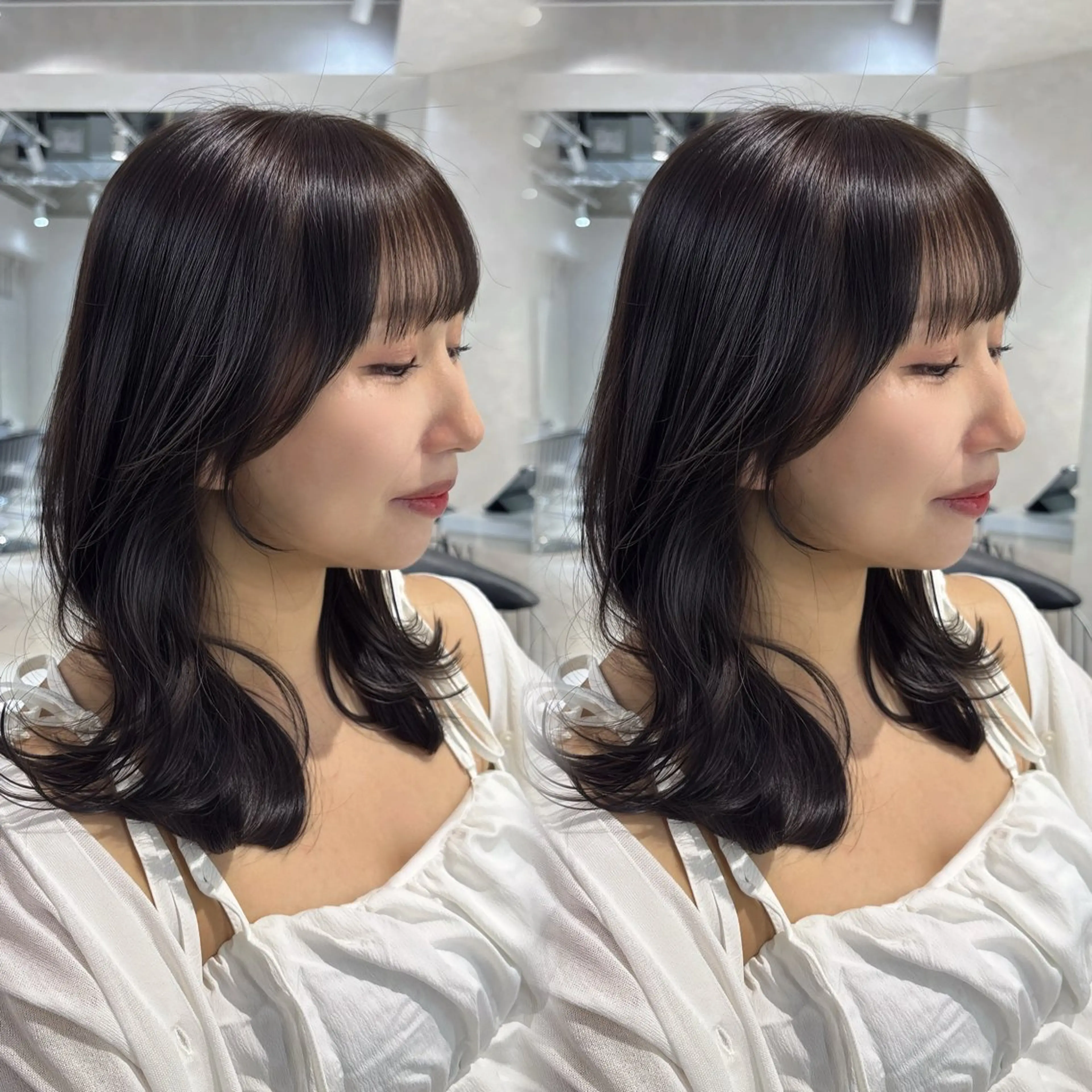 ロング 顔周りカット 韓国レイヤー×髪質 改善︎💕︎あかねのヘアスタイル