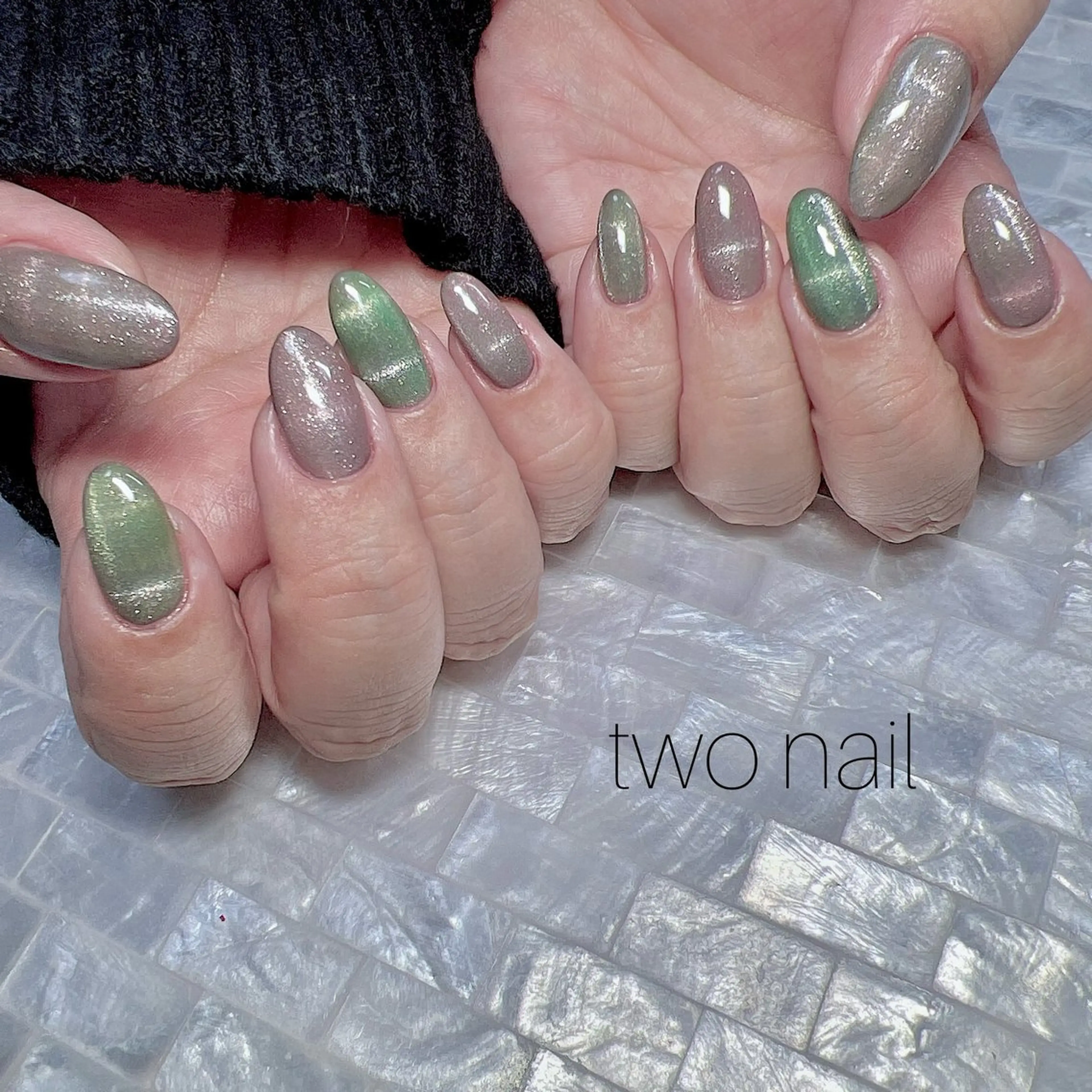 ネイル アートネイル マグネットネイル ネイルチップ ホワイト ハンドネイル two nailのネイルデザイン