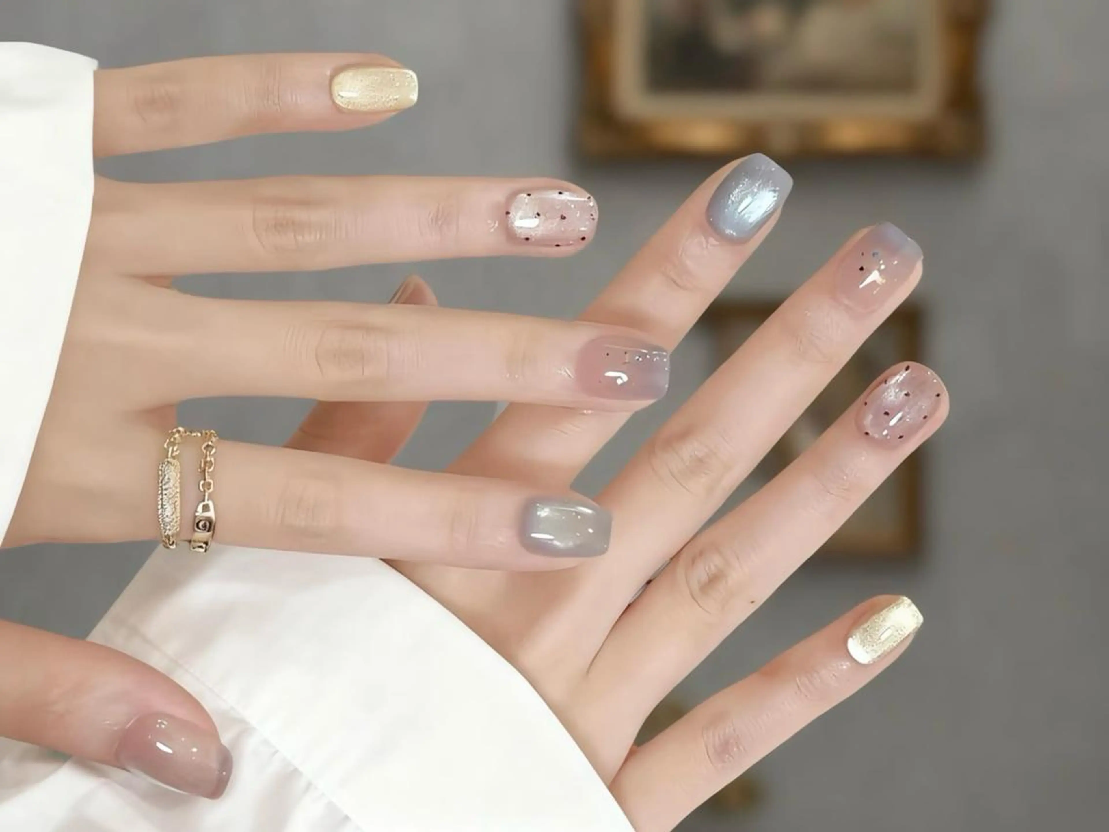 ネイル ジェルネイル 韓国ネイル 持ち込み パラジェル ワンホンネイル ハンドネイル ハンドケア Hana Bloom Nail💜Akiのネイルデザイン