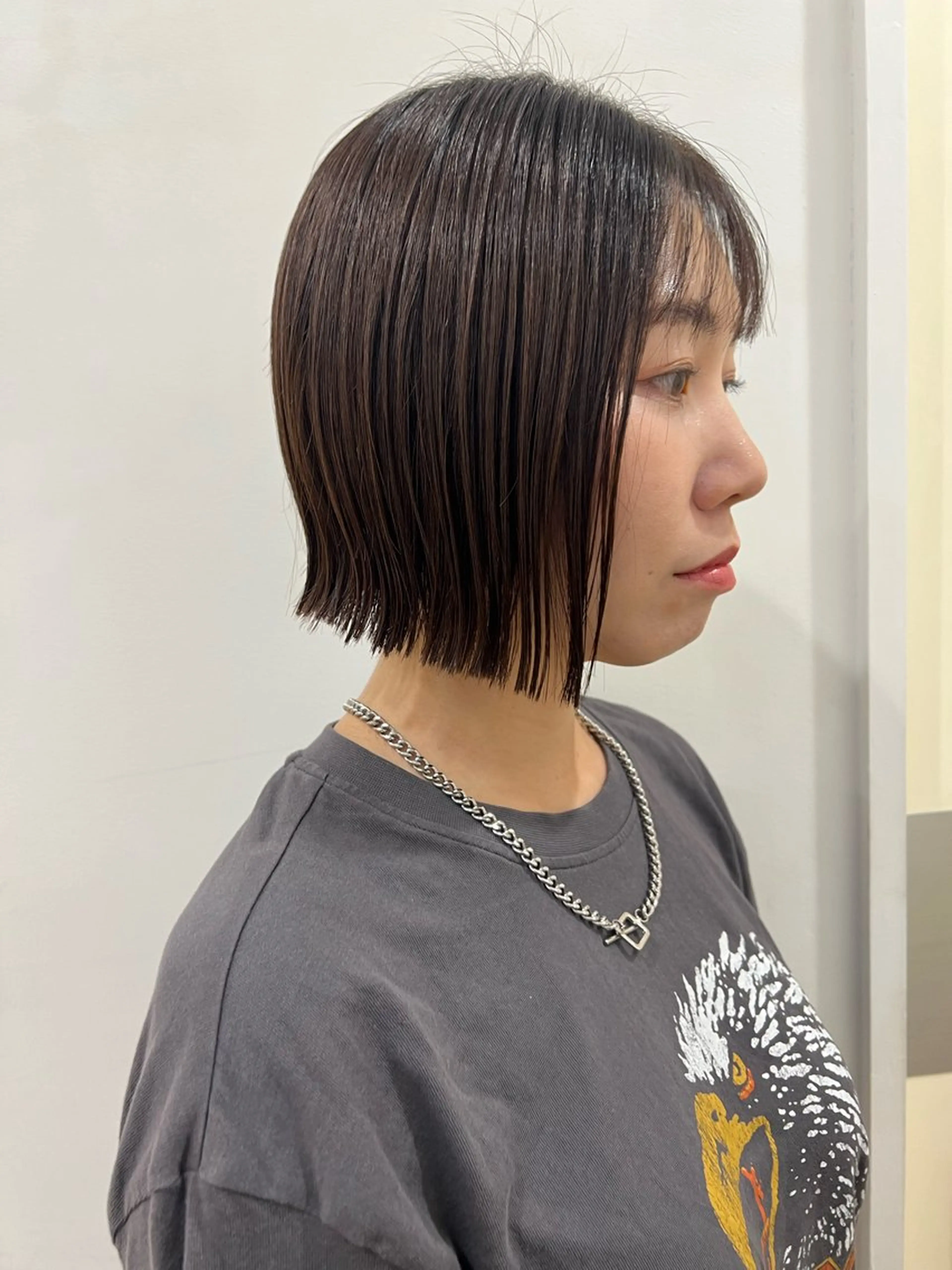 ショート 切りっぱなしボブ 前下がりボブ ボブ PANOLA下北沢店所属・メンズカット モデル募集🎀ユウリのヘアスタイル