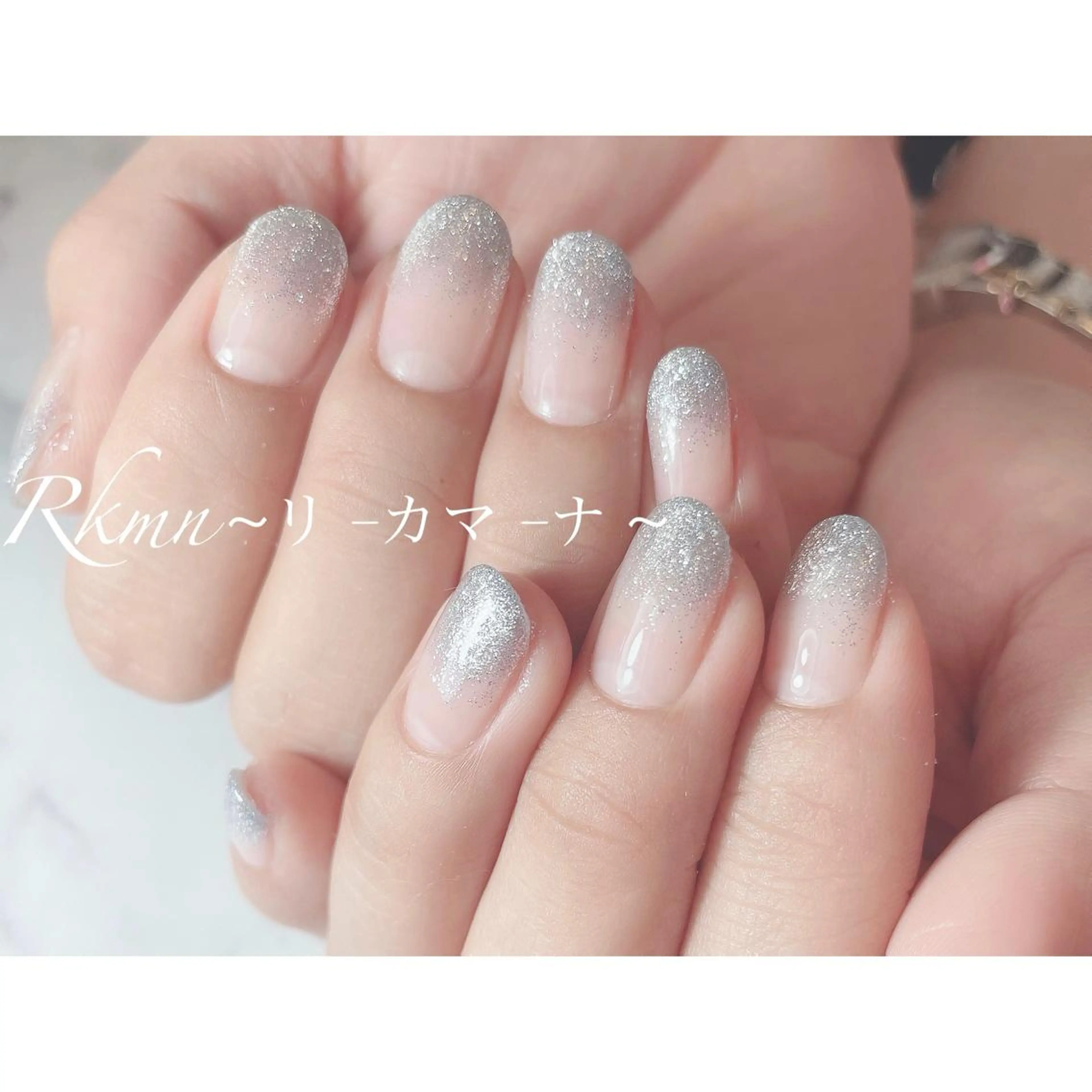 ネイル アートネイル ブルー フレンチネイル ジェルネイル グラデーション ハンドネイル フットネイル ハンドケア Rkmn ~リ-カマ-ナ~のネイルデザイン