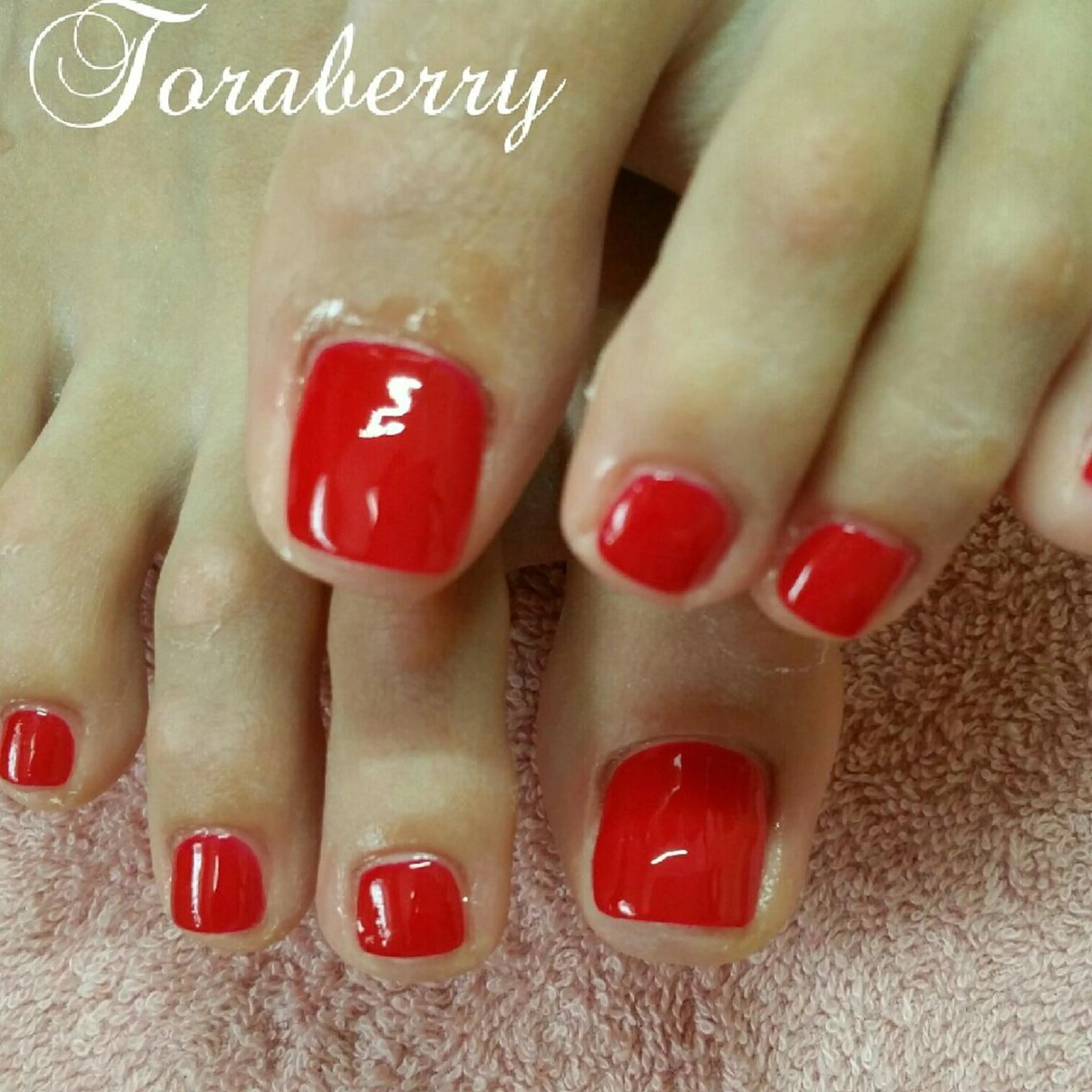 ネイル フットネイル 赤色 ネイリスト なつみのネイルデザイン