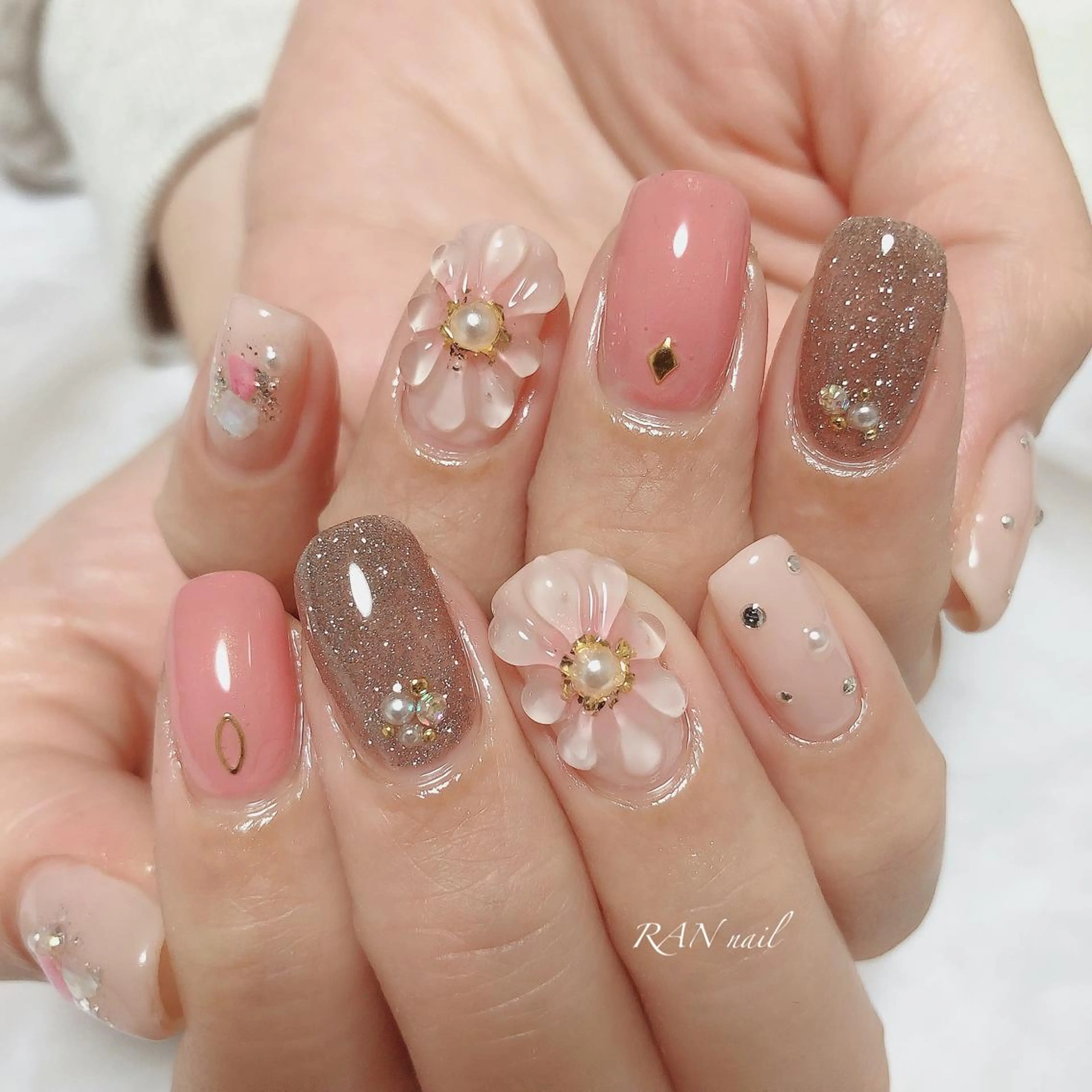 ネイル アートネイル 桜ネイル フラッシュネイル フラワーネイル ジェルネイル RAN nail 〜ランネイル〜所属・RAN nailのネイルデザイン