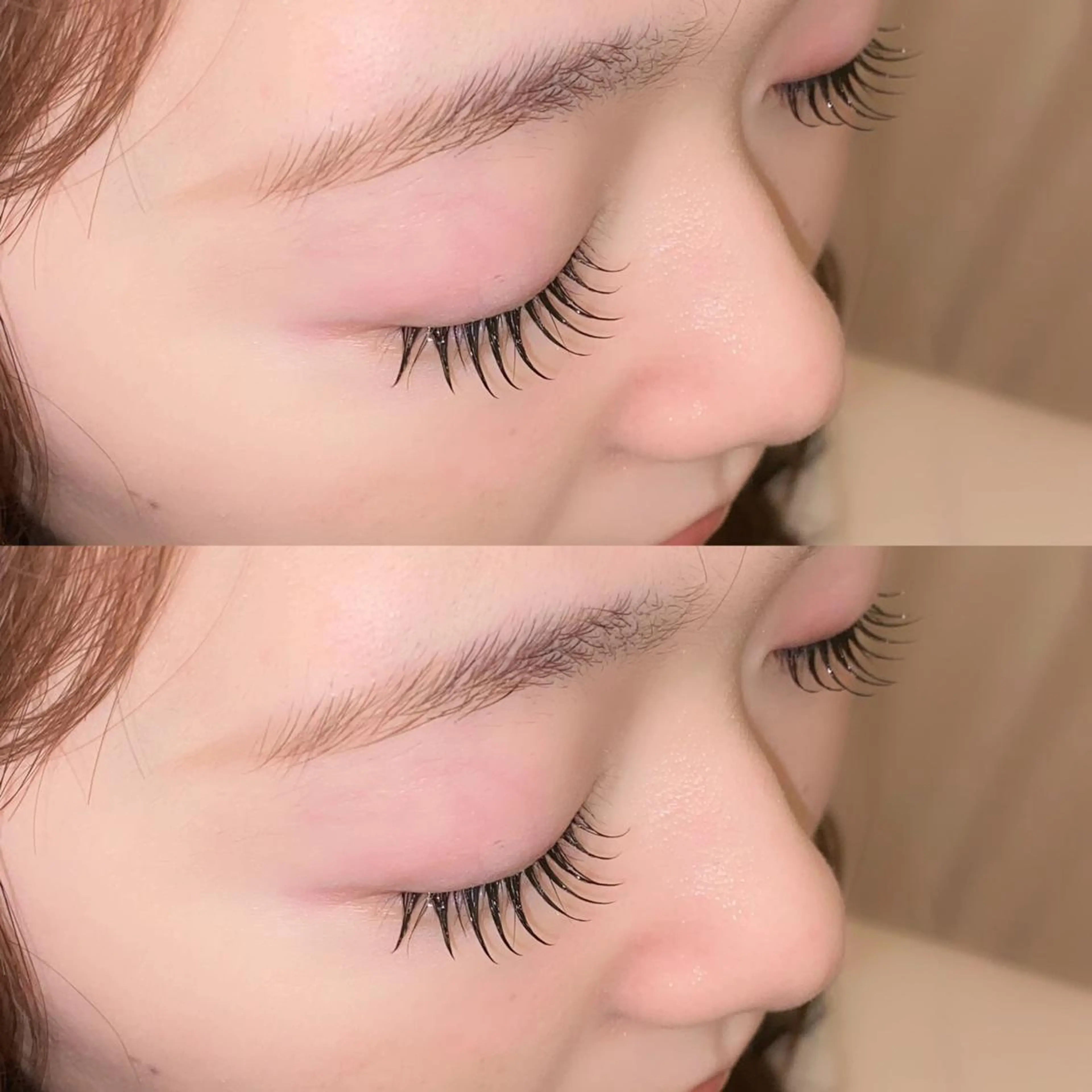 マツエク・マツパ 束感まつ毛 フラットラッシュ 韓国風マツエク パリジェンヌラッシュリフト ボリュームラッシュ 肌に馴染むハイトーン /ミルクティーカラーのヘアスタイル