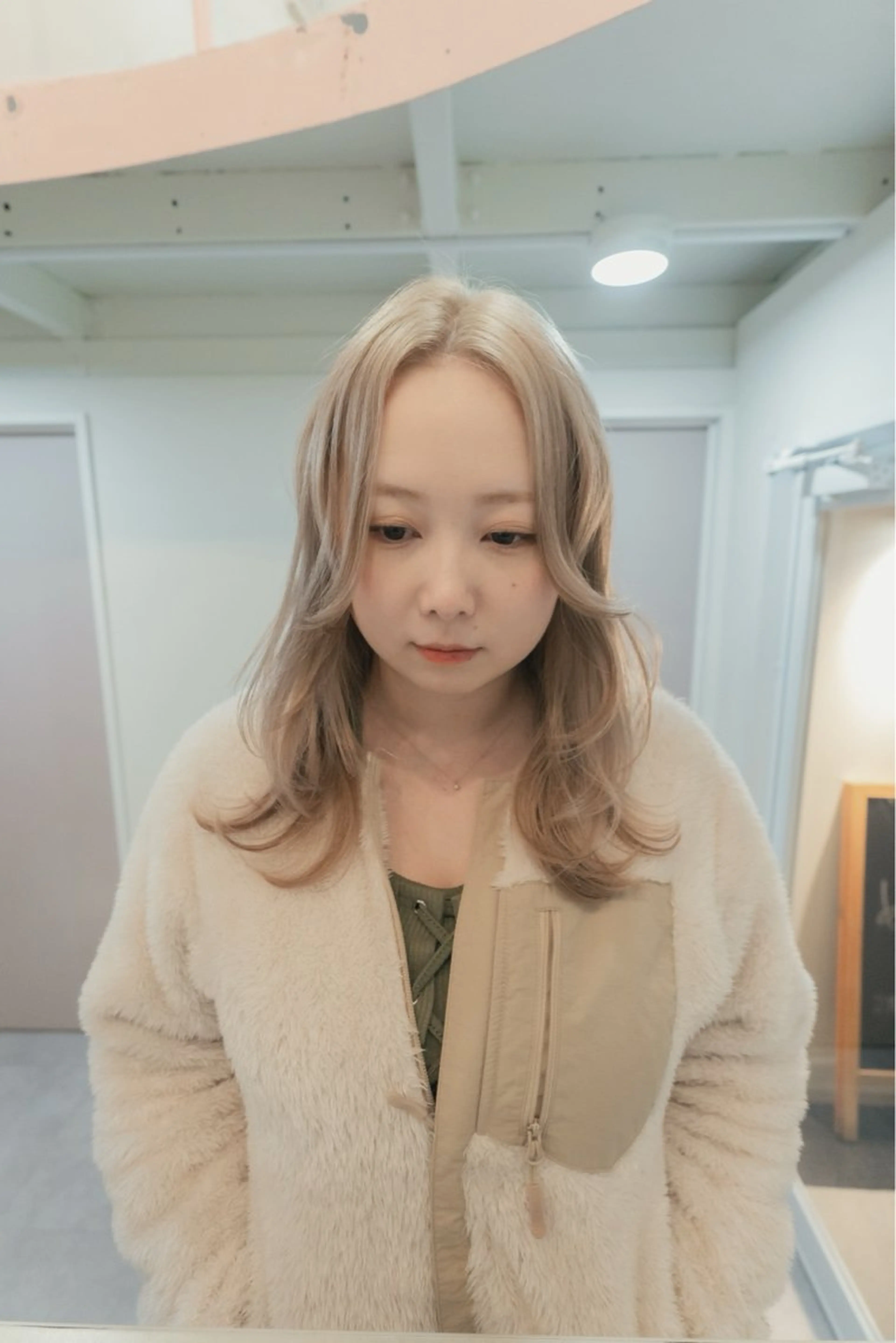 ミディアム カット ヘアカラー kyon.hair 韓国カットカラーのヘアスタイル