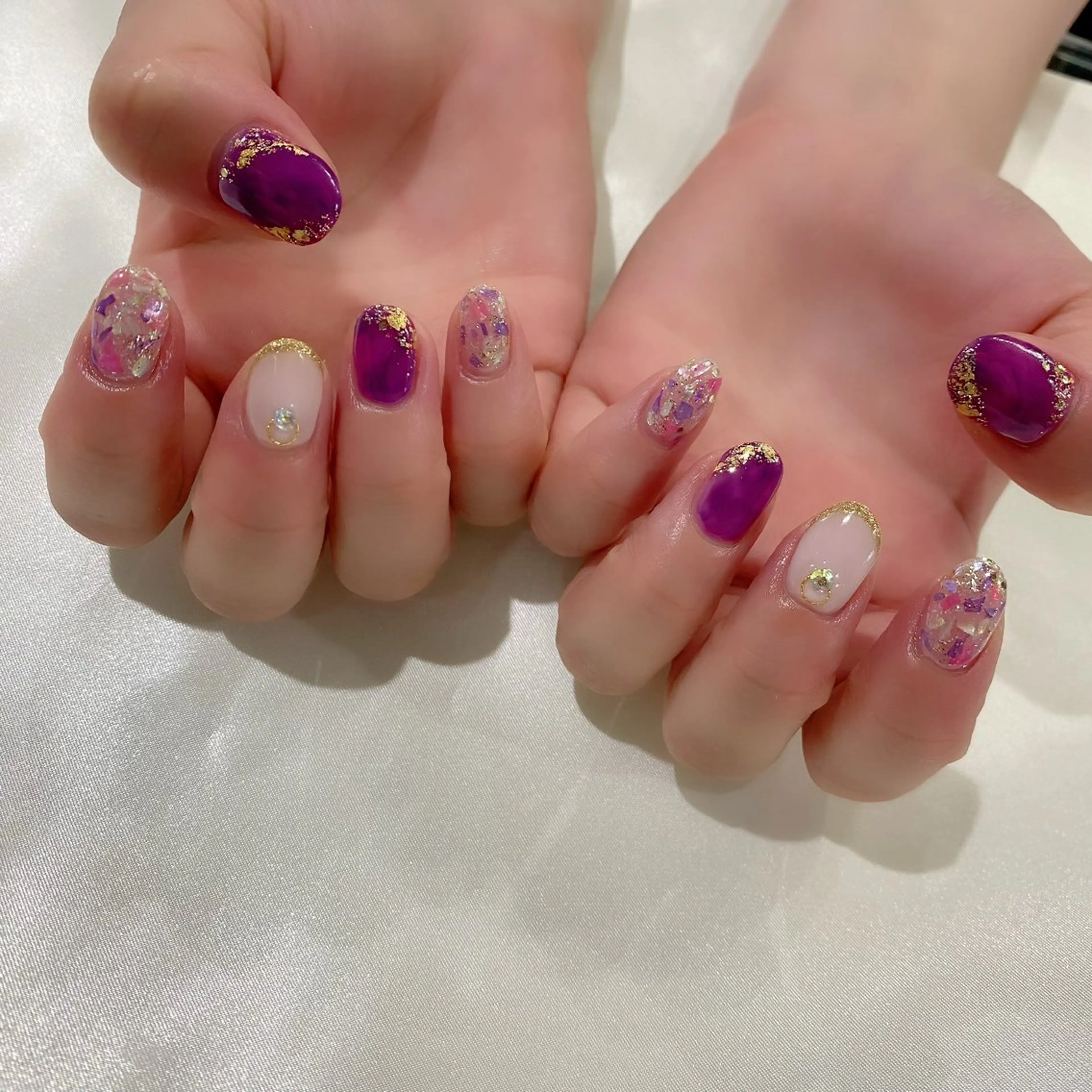 ネイル ニュアンスネイル パープル 夏ネイル ハンドネイル Salon Ｋのネイルデザイン