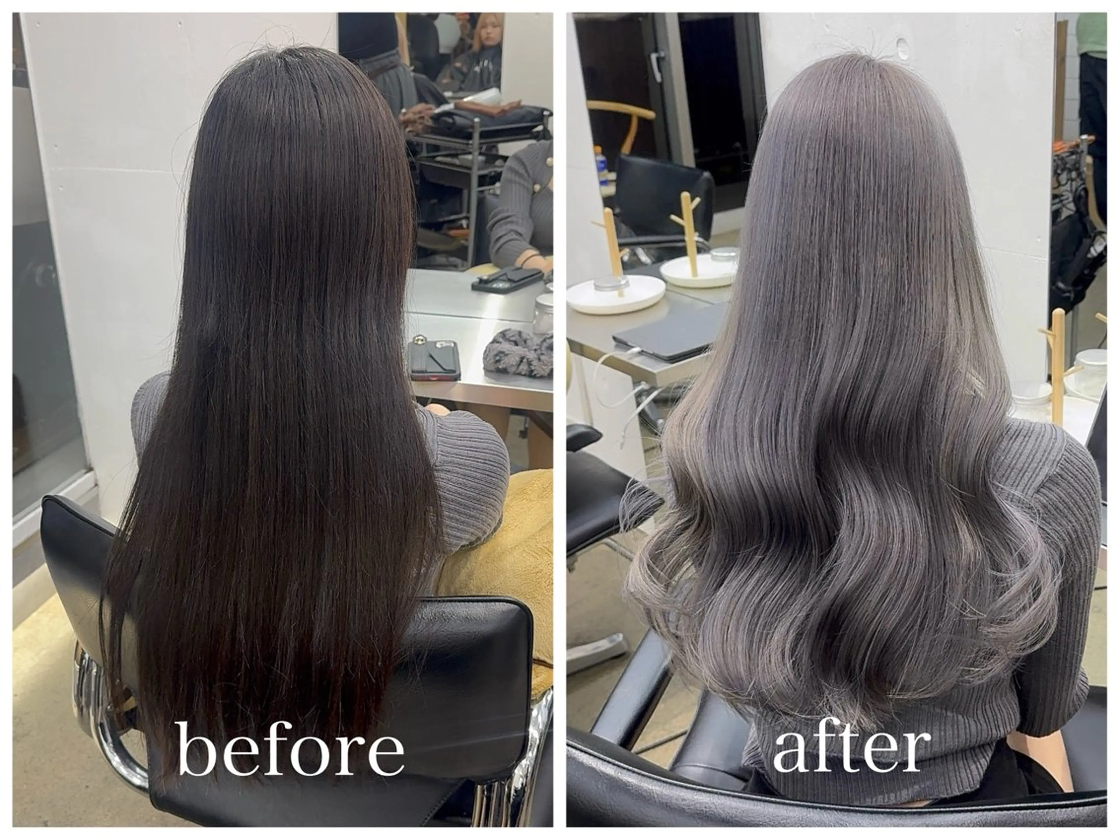 ロング カラー ブリーチ シルバー 新宿 似合わせカラー HINAのヘアスタイル