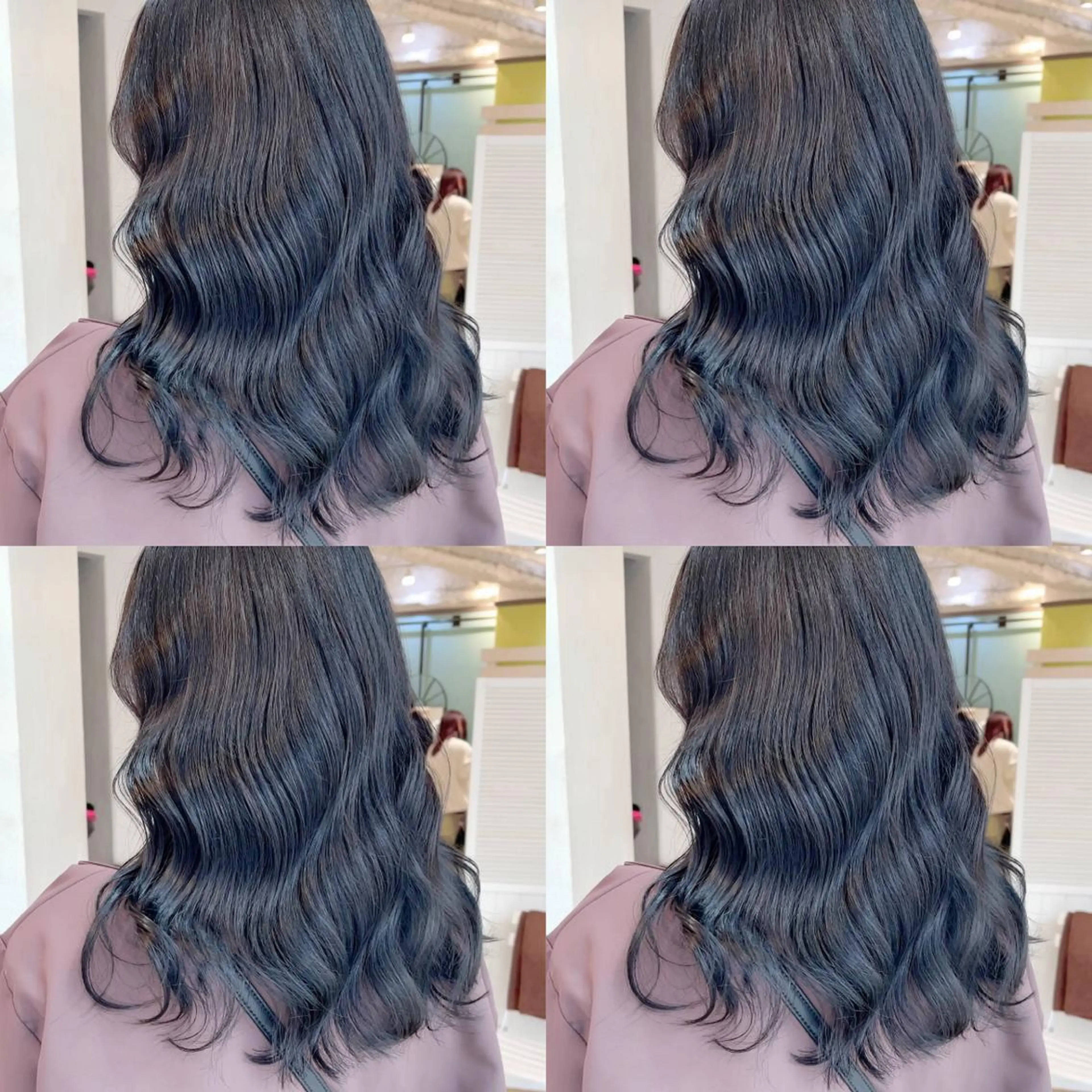 ロング カラー 黒髪 ブルーカラー ブルーブラック くびれヘア ヨシンモリ 大人可愛い透明感🌟 小顔・韓国髪🌟野中のヘアスタイル