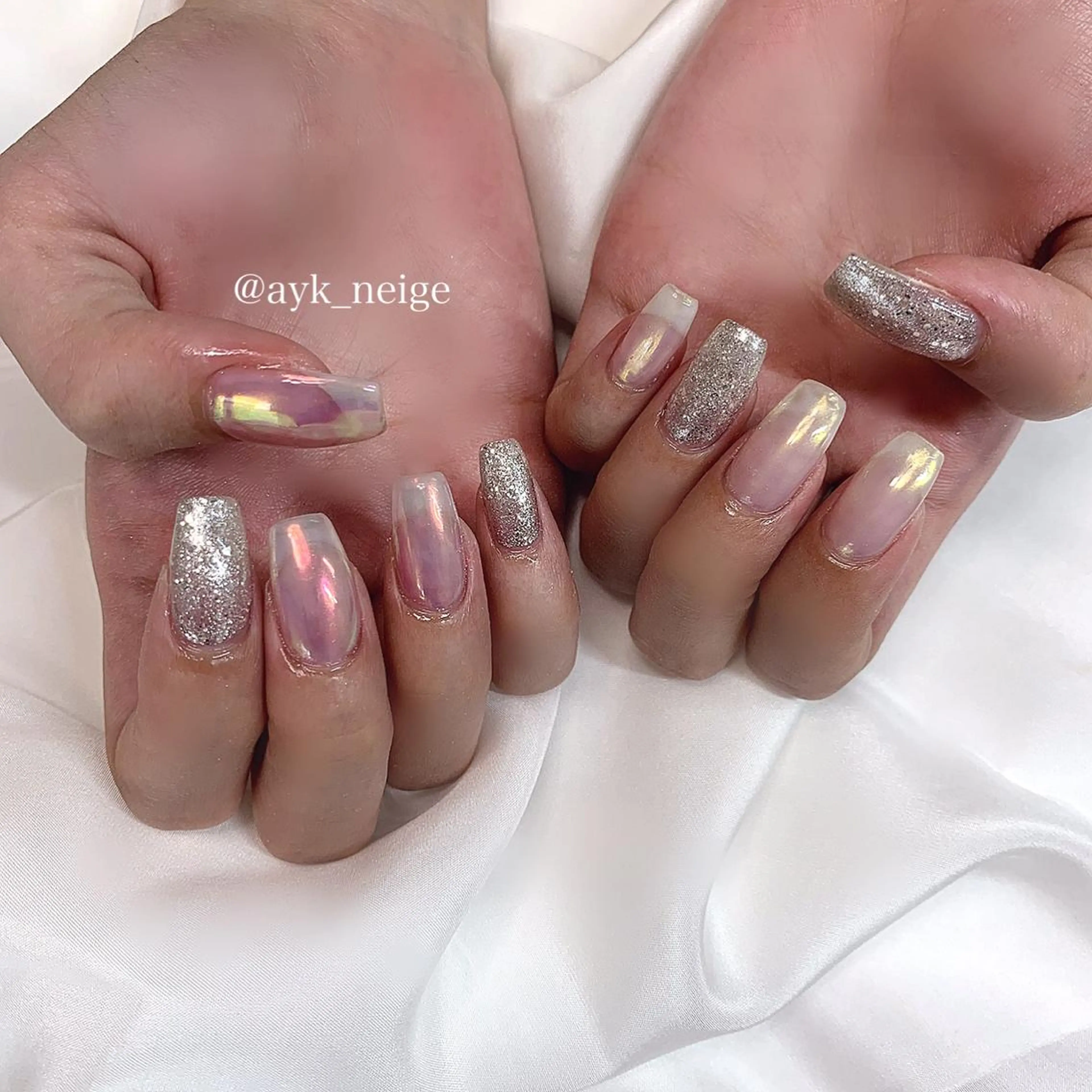 ネイル フットネイル 氷ネイル・うるうるネイル 韓国ネイル マグネットネイル 冬ネイル n'eige nail所属・大谷 綾香のネイルデザイン