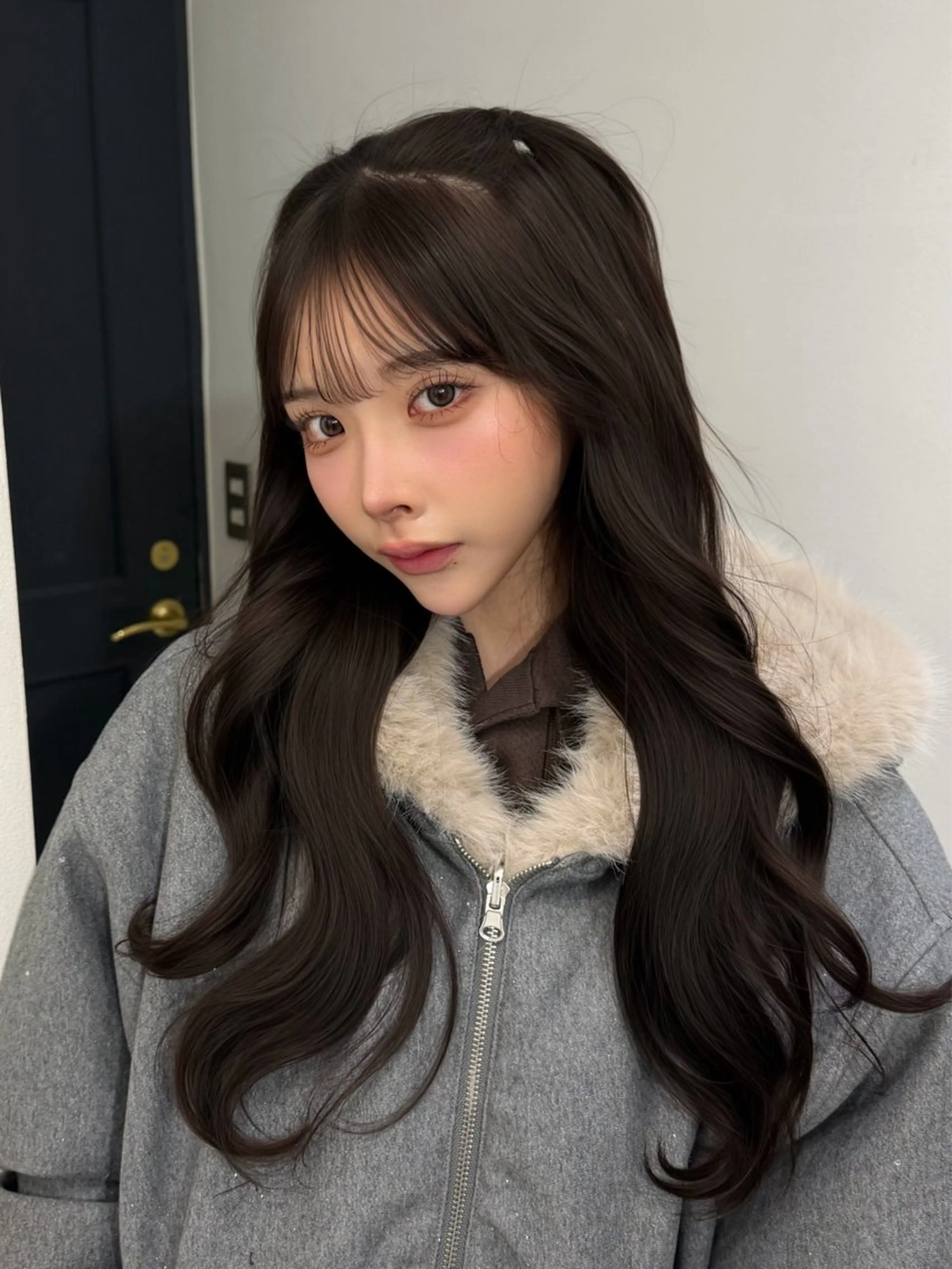 ロング カラー ヘアアレンジ グレージュ カット ヘアカラー トリートメント 韓国ヘア/顔周り ヘアセット/加藤優里のヘアスタイル