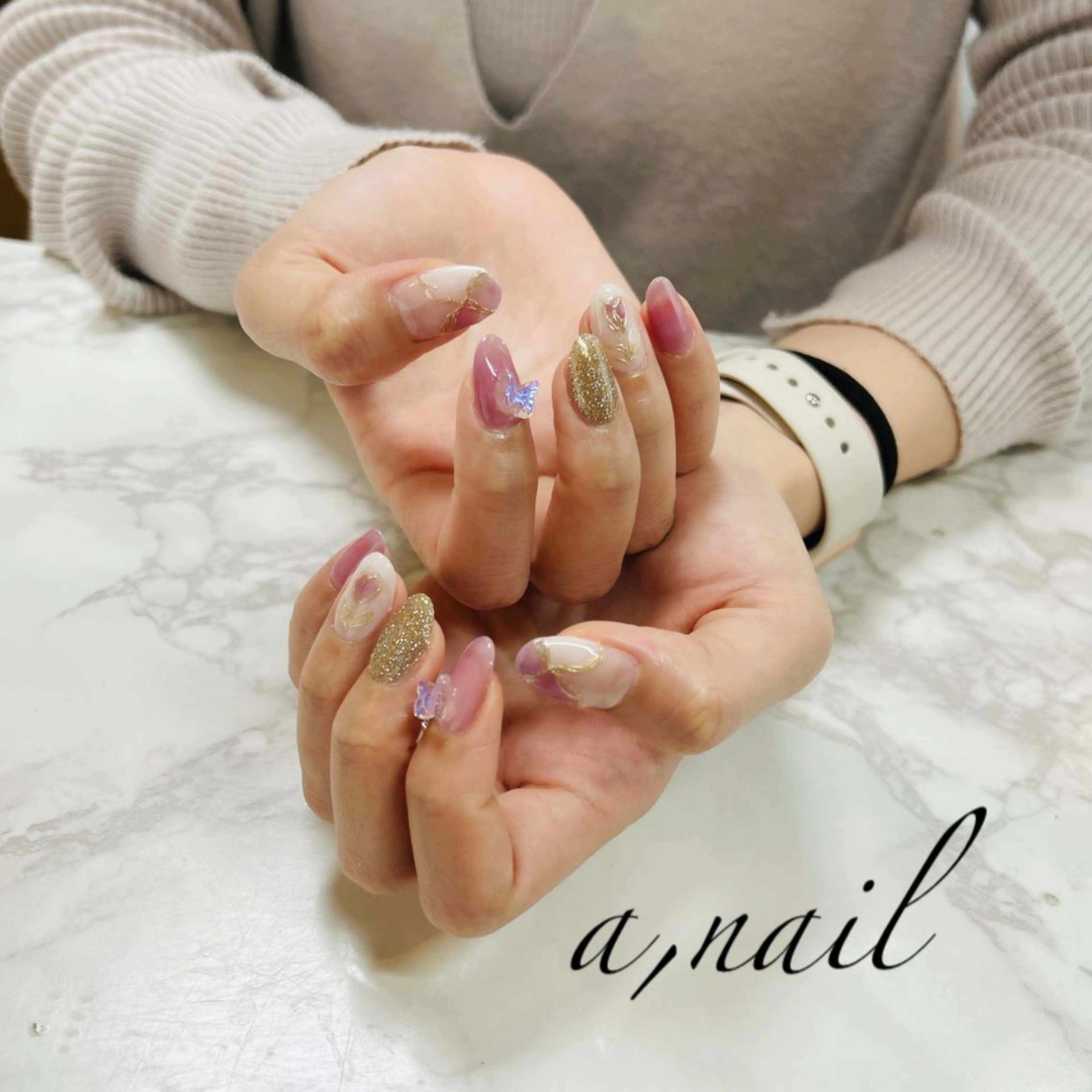 ネイル フラッシュネイル フラワーネイル ジェルネイル グラデーション ミラーネイル ハンドネイル ネイルサロン エーネイルのネイルデザイン