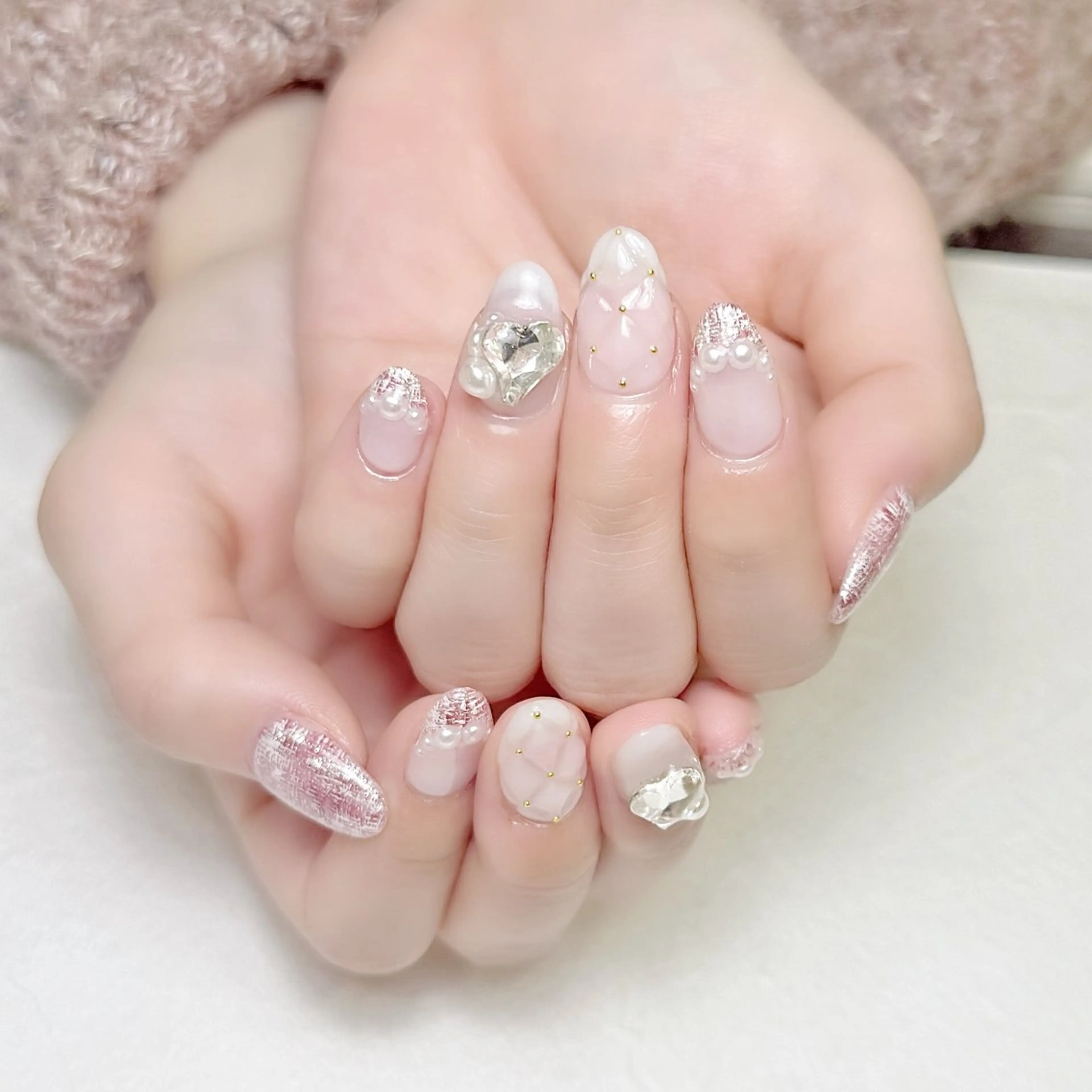 ネイル ボルドー フレンチネイル ツイードネイル ワンホンネイル rouse nail RISATOのネイルデザイン