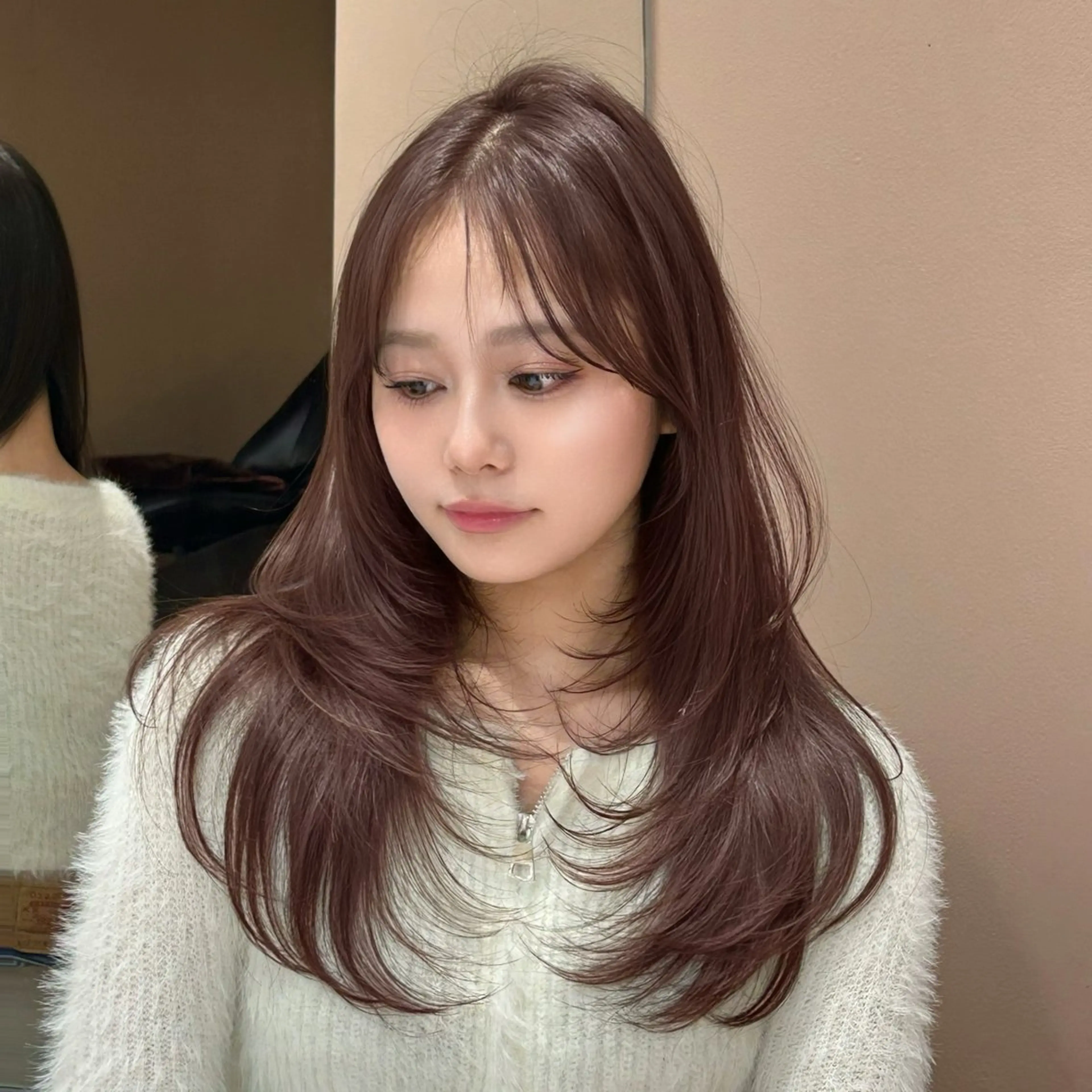 ロング 縮毛矯正/レイヤー 韓国/顔まわり/夢音のヘアスタイル