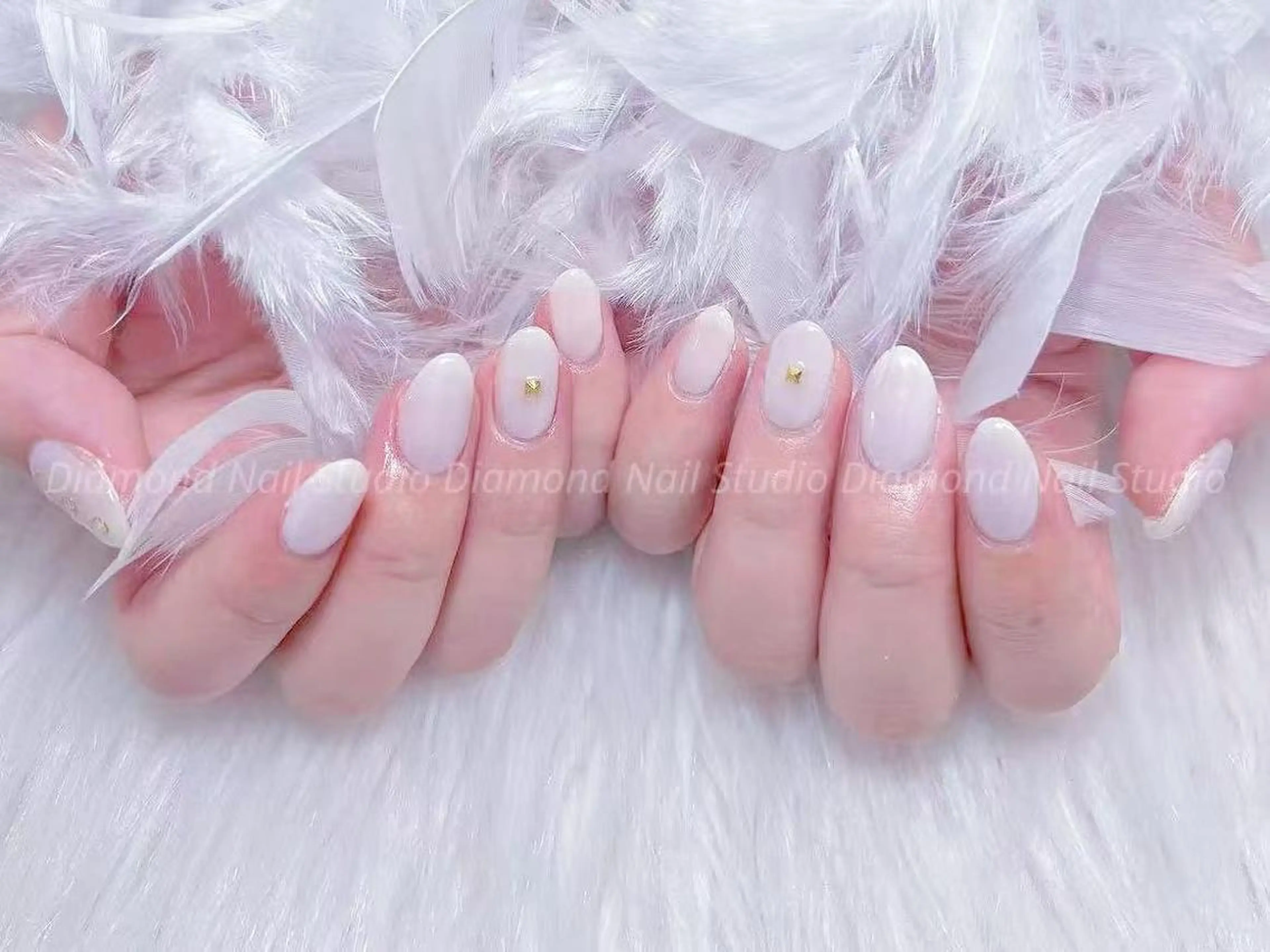 ミディアム 韓国風ヘア ハンドネイル ハンドケア Diamond 🚢のネイルデザイン