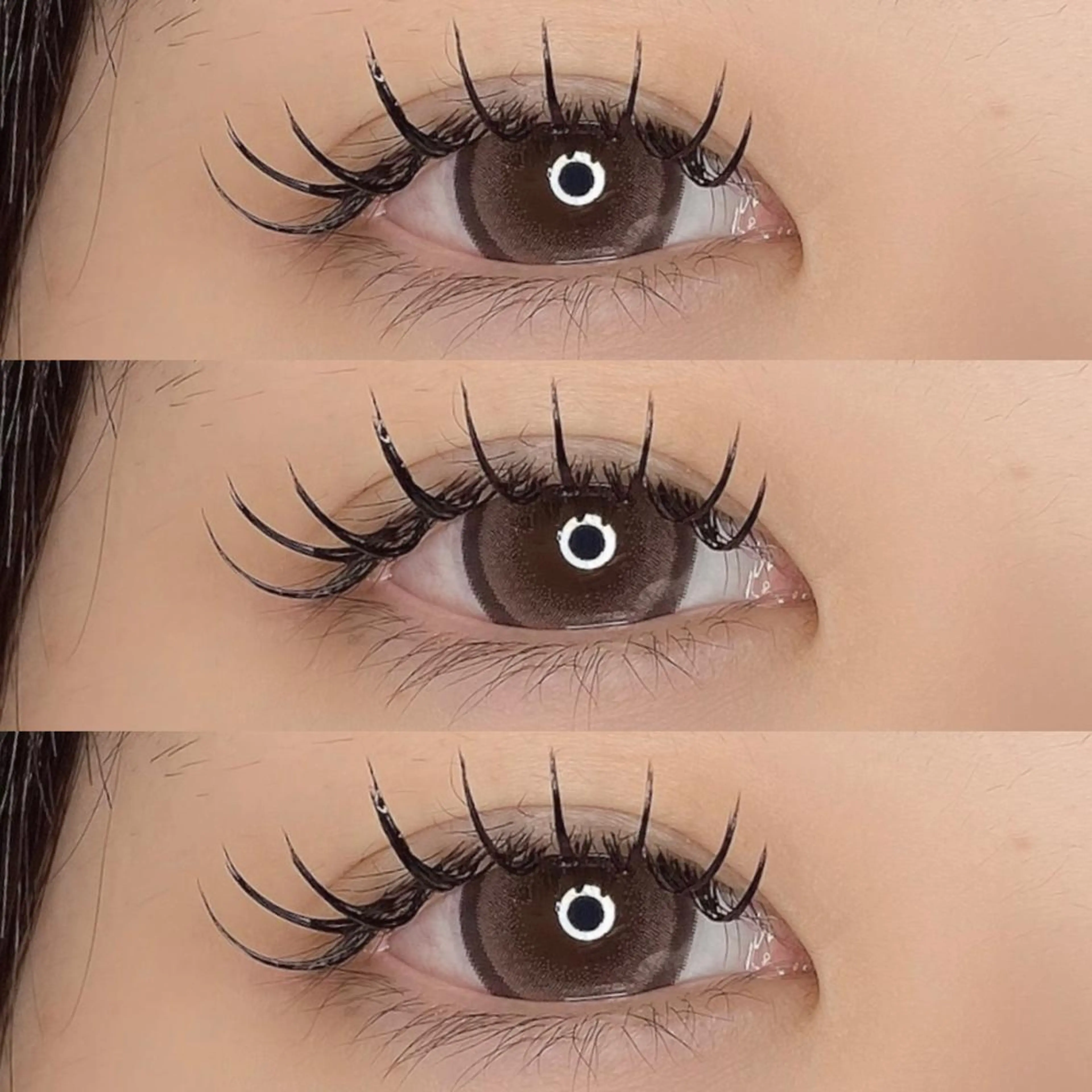 マツエク・マツパ 束感まつ毛 フラットラッシュ 韓国風マツエク パリジェンヌラッシュリフト ボリュームラッシュ 肌に馴染むハイトーン /ミルクティーカラーのヘアスタイル