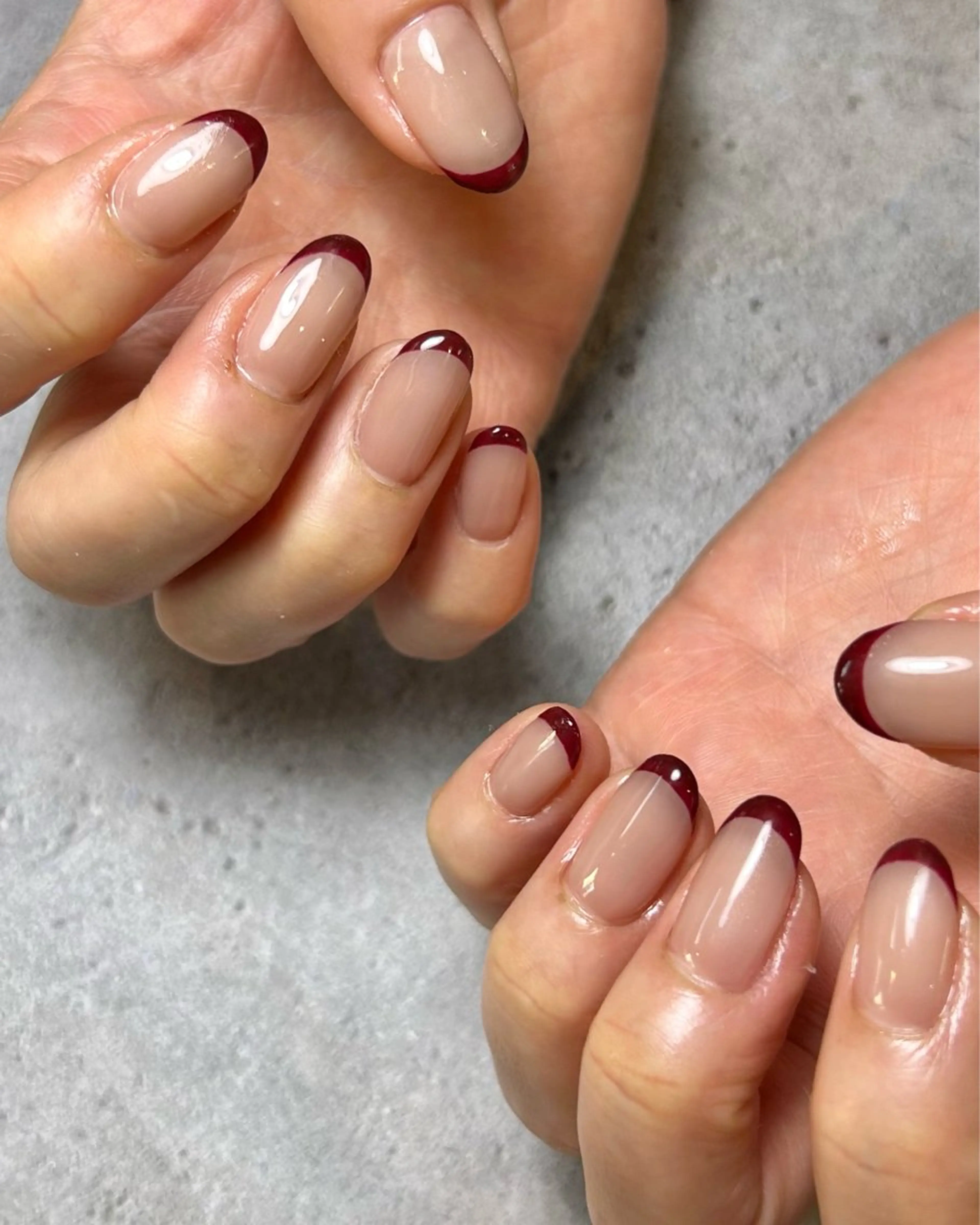 ネイル ボルドー フレンチネイル 持ち込み ハンドネイル Reflection marikoのネイルデザイン