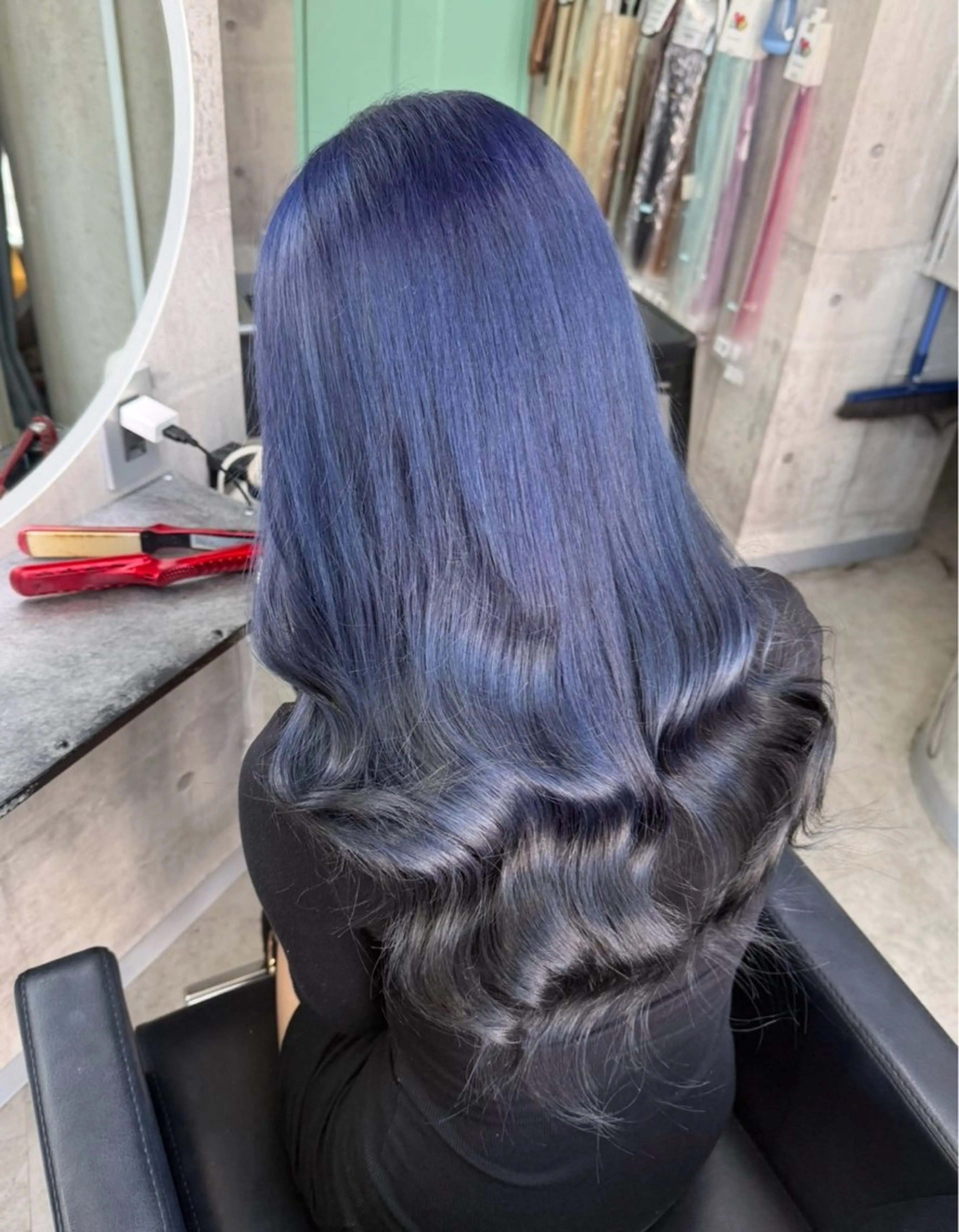 ロング カラー ヘアアレンジ ベージュカラー ブルーカラー デザインカラー ダブルカラー グレージュ カット ヘアカラー トリートメント 渋谷/韓国レイヤー/ シールエクステ ななのヘアスタイル