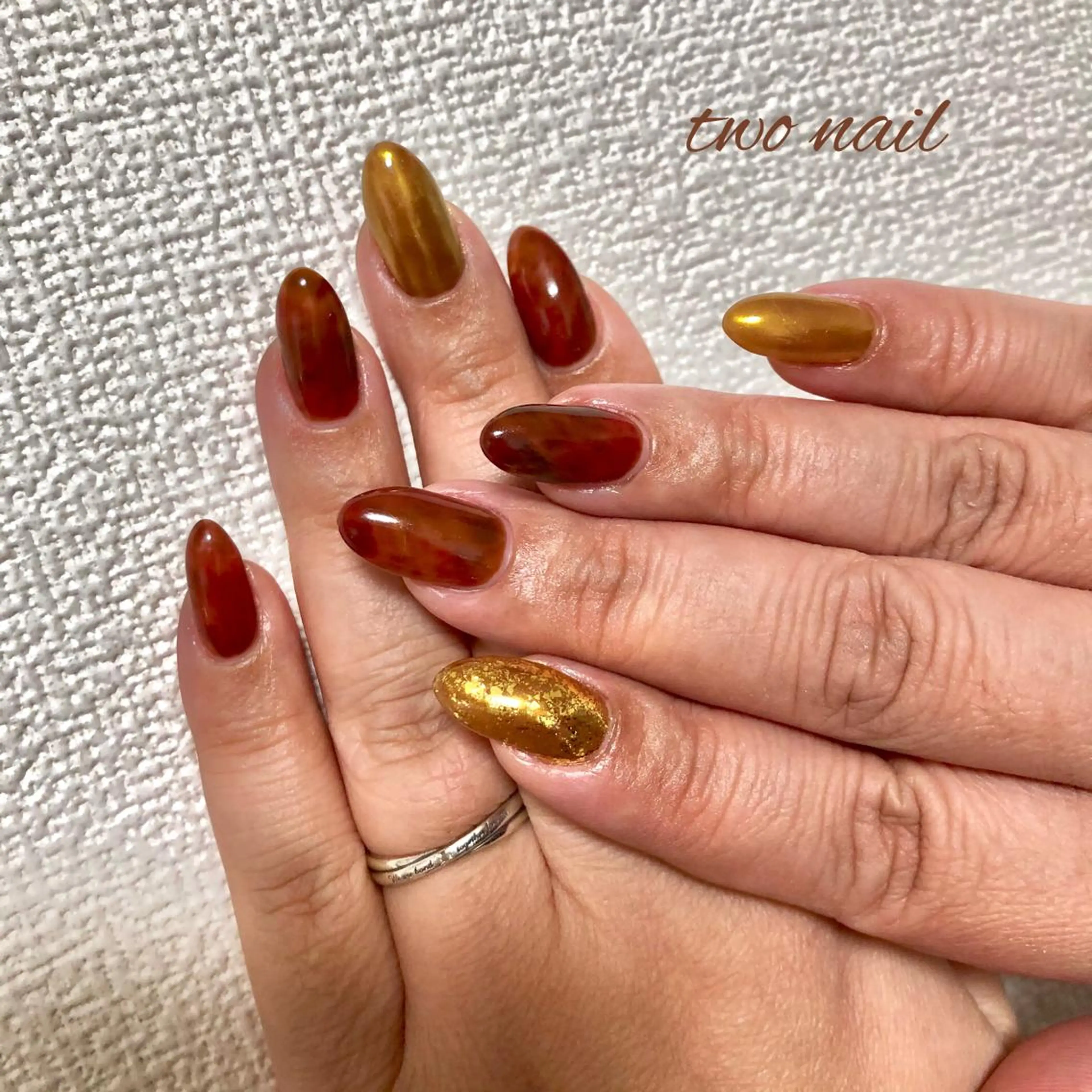 ネイル アートネイル べっ甲ネイル フットネイル ハート ニュアンスネイル two nailのネイルデザイン
