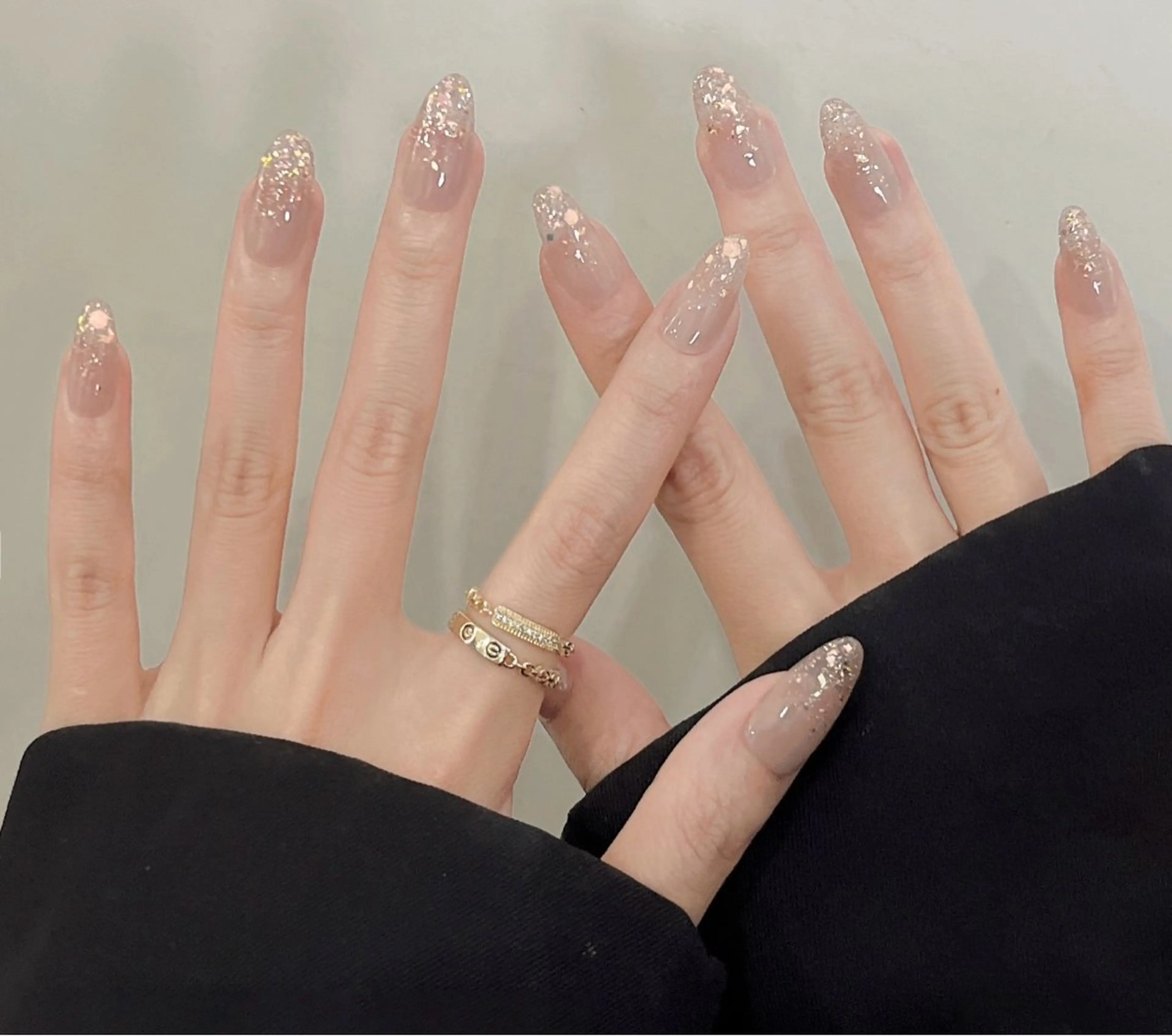 ネイル フレンチネイル ジェルネイル ガラスフレンチ グラデーション ラメ(グリッター) ネイルサロン Jasmine 池袋東口所属・YU RIのネイルデザイン