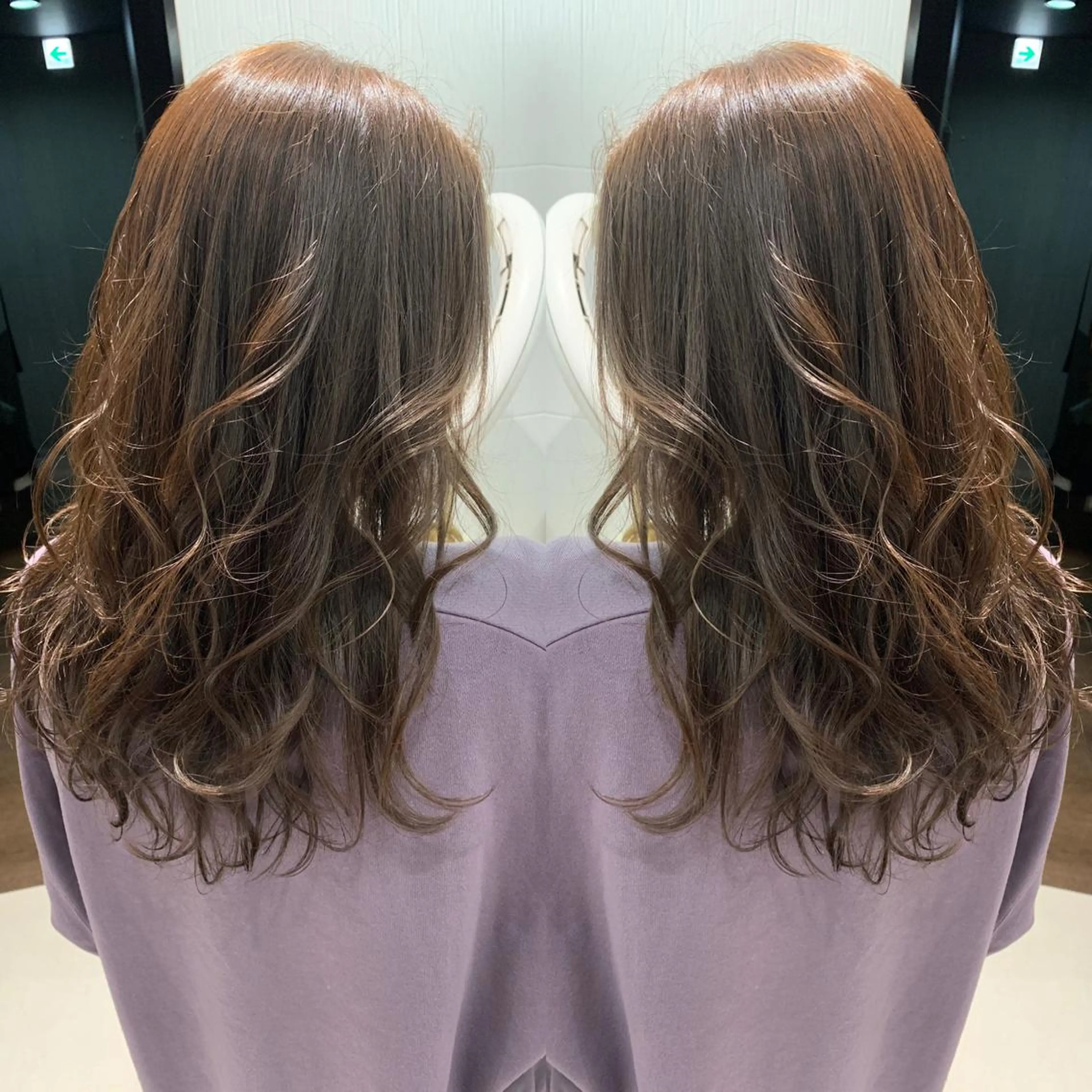 セミロング カラー ヘアアレンジ グレージュ Merci メルシー 福岡、今泉のヘアスタイル