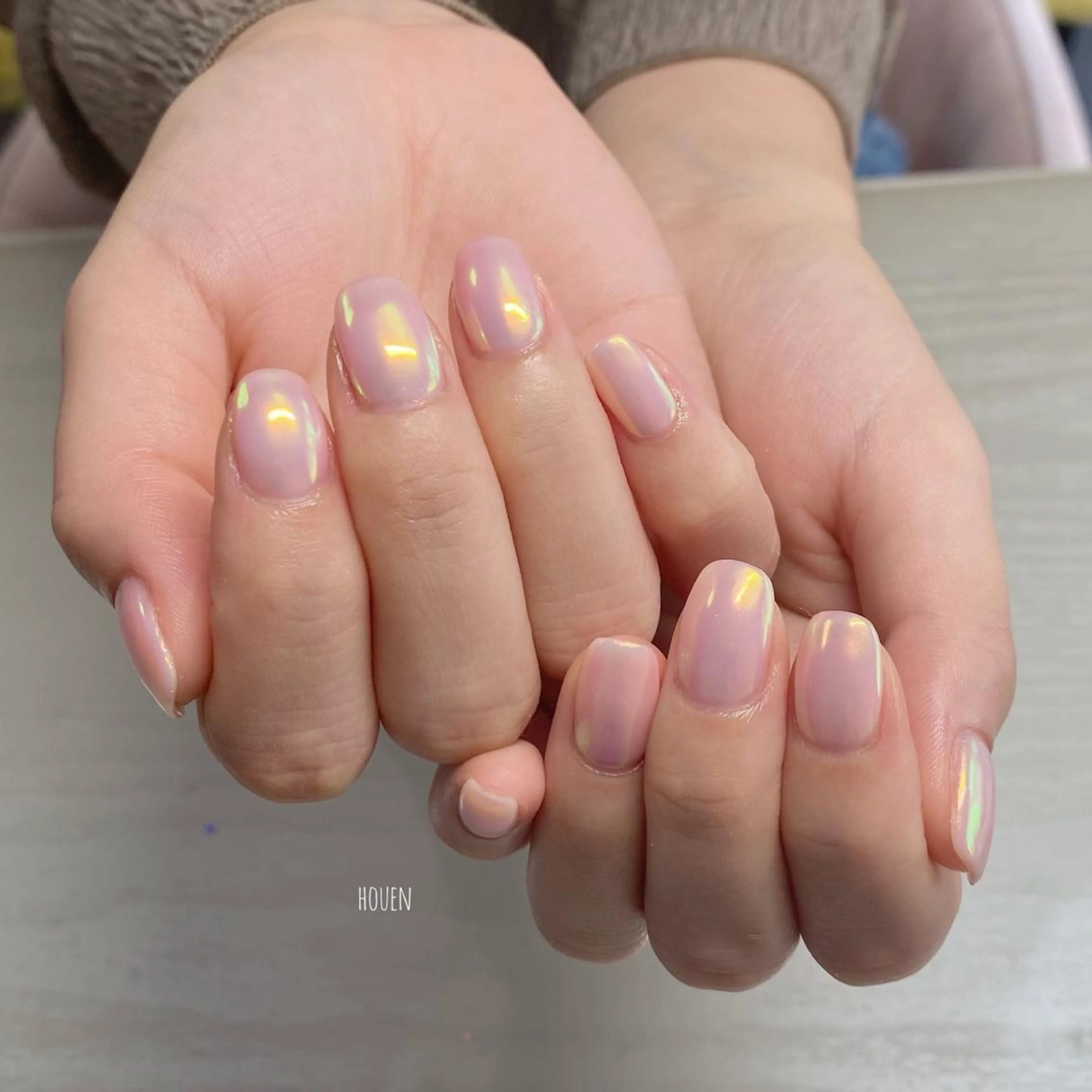 ネイル ミラーネイル ピンク I P'ink nail salon所属・I pinknail 韓国風·持ち込み専門のネイルデザイン