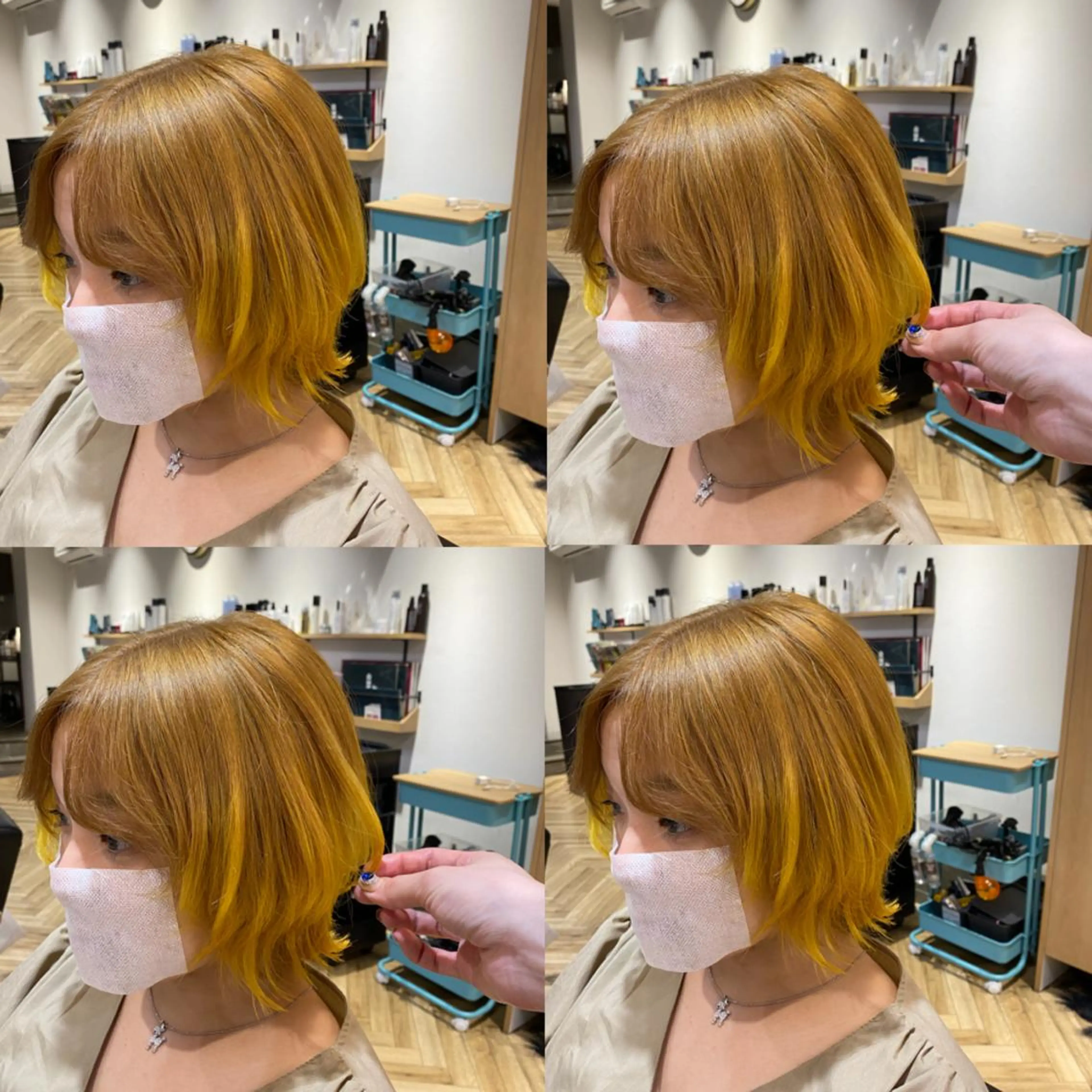 ミディアム カラー ベージュカラー ブリーチ イエローカラー 艶カラー/韓国顔周り 🎀mamiのヘアスタイル