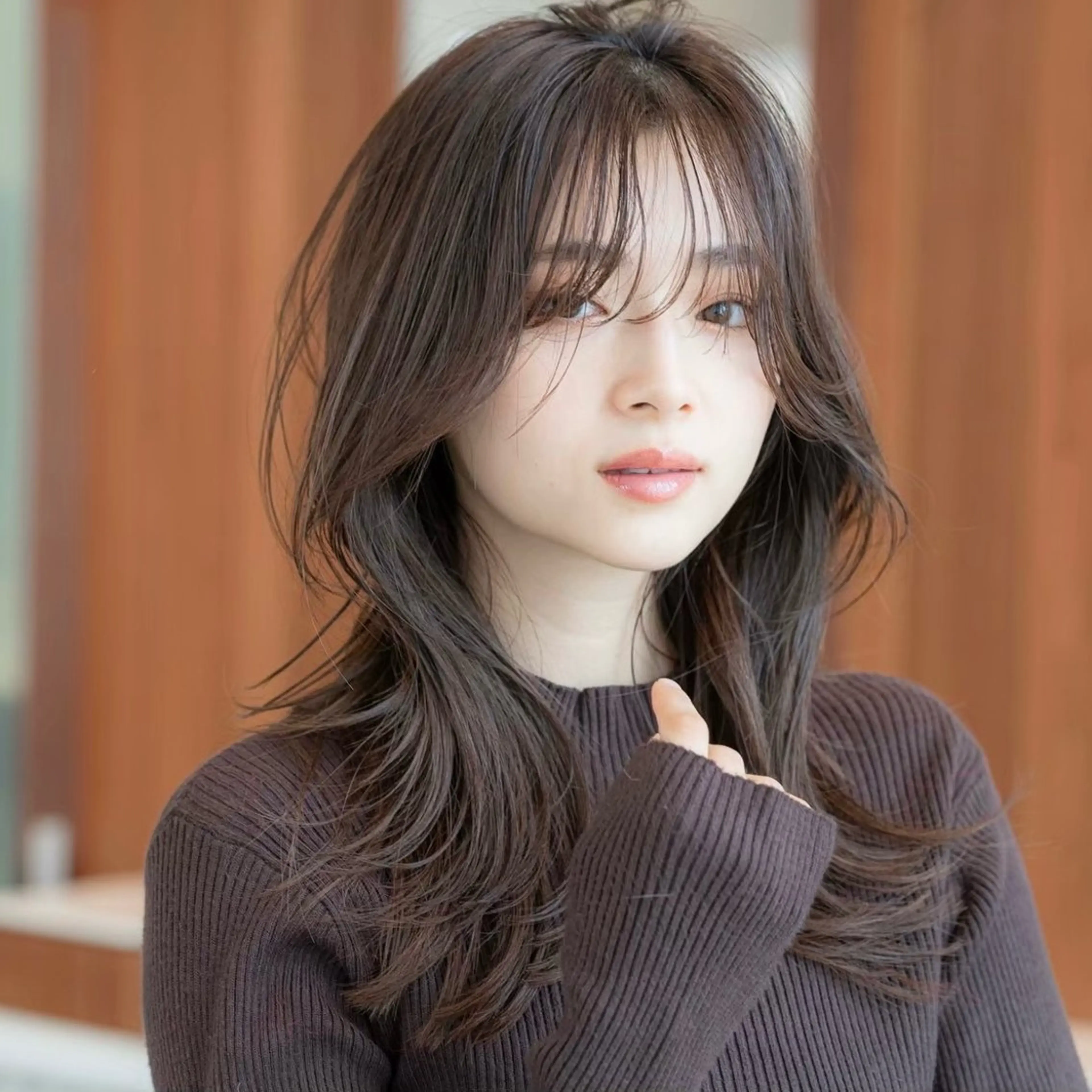 ミディアム カラー ブラウンカラー ダークブラウン くびれヘア くびれレイヤー レイヤーカット カット ヘアカラー トリートメント レイヤー/ハッシュ 渋谷/サッタのヘアスタイル