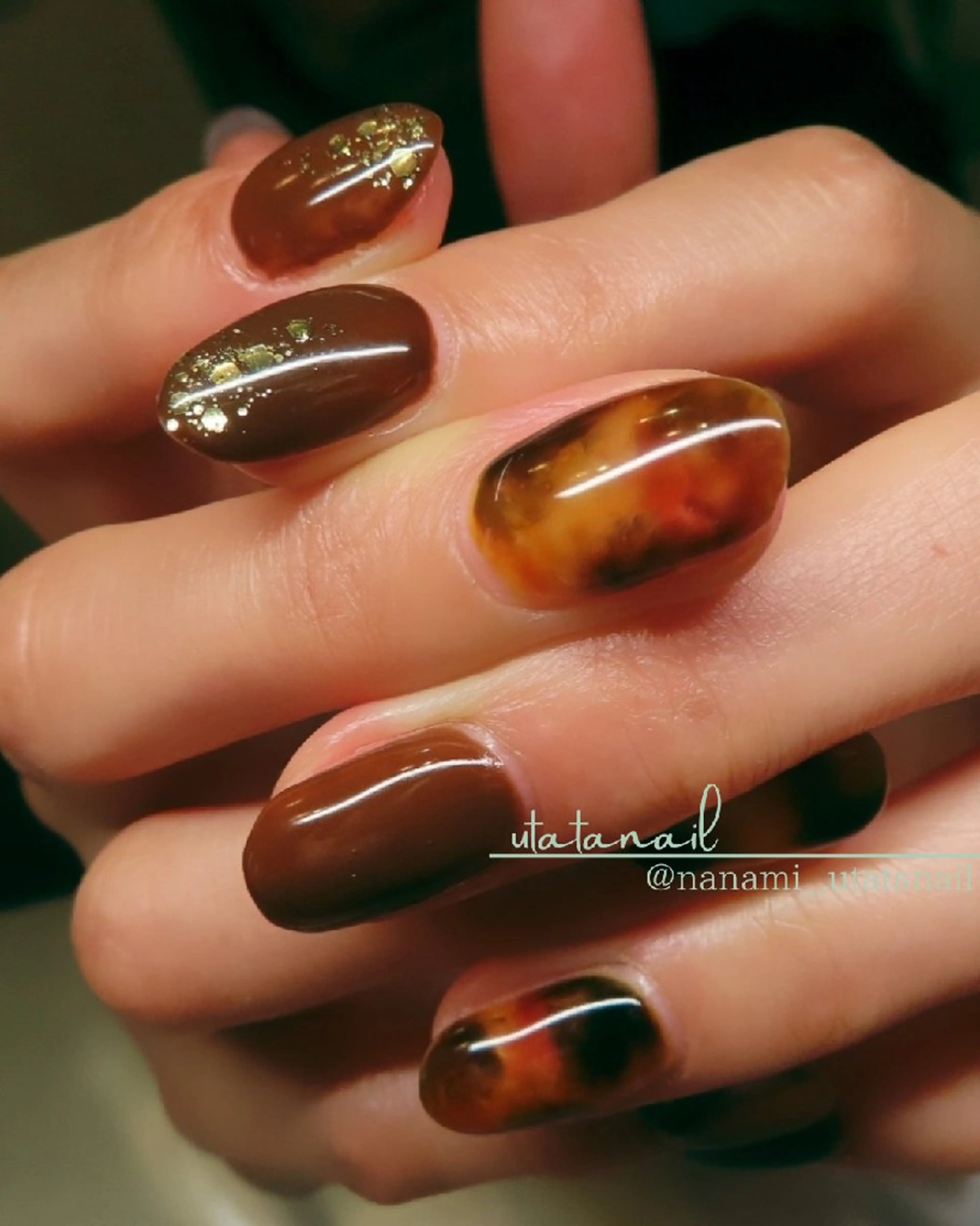 ネイル べっ甲ネイル ハンドネイル 大島 七海のネイルデザイン