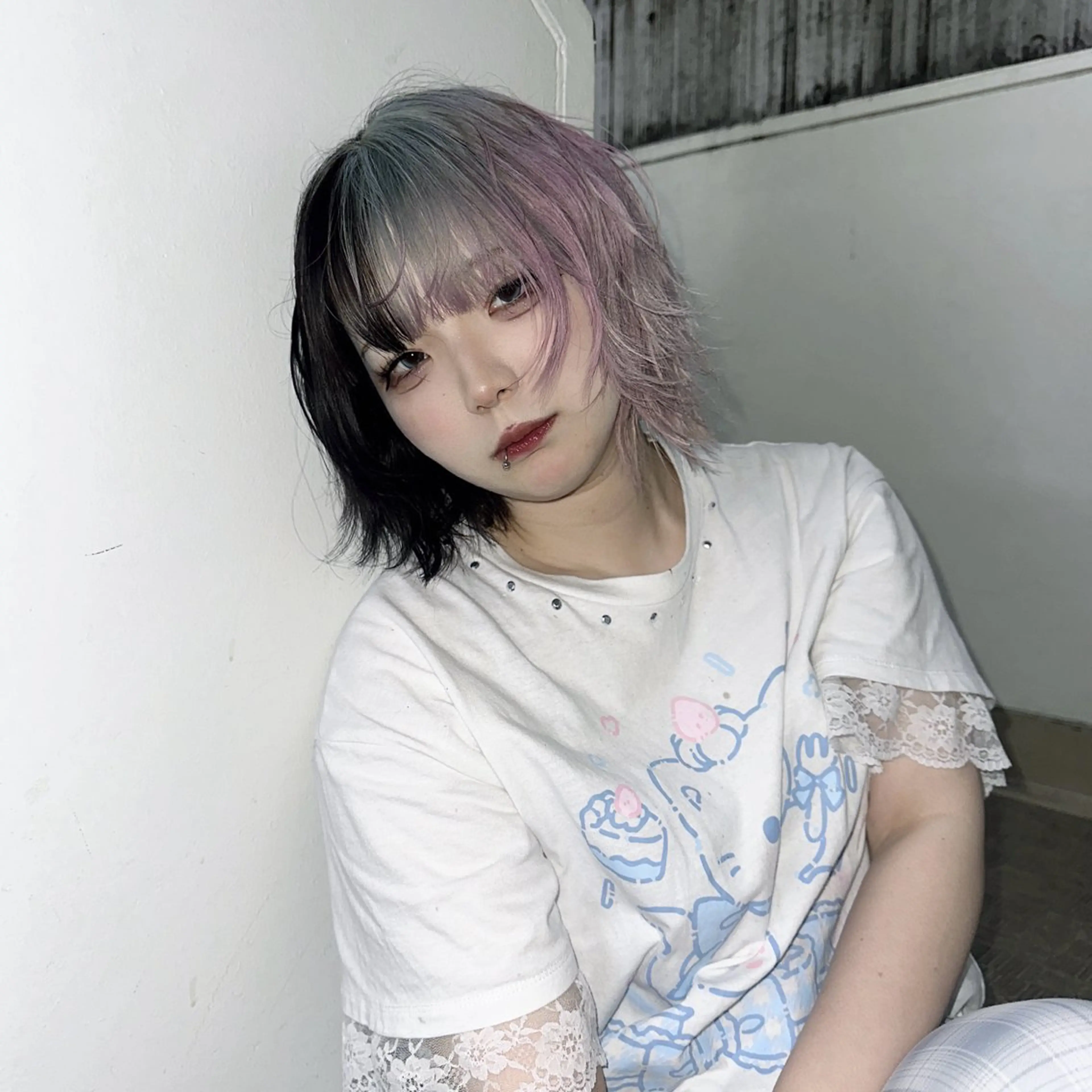 ミディアム カラー ヘアカラー ハイトーン/ウルフ /エクステ/ましろのヘアスタイル