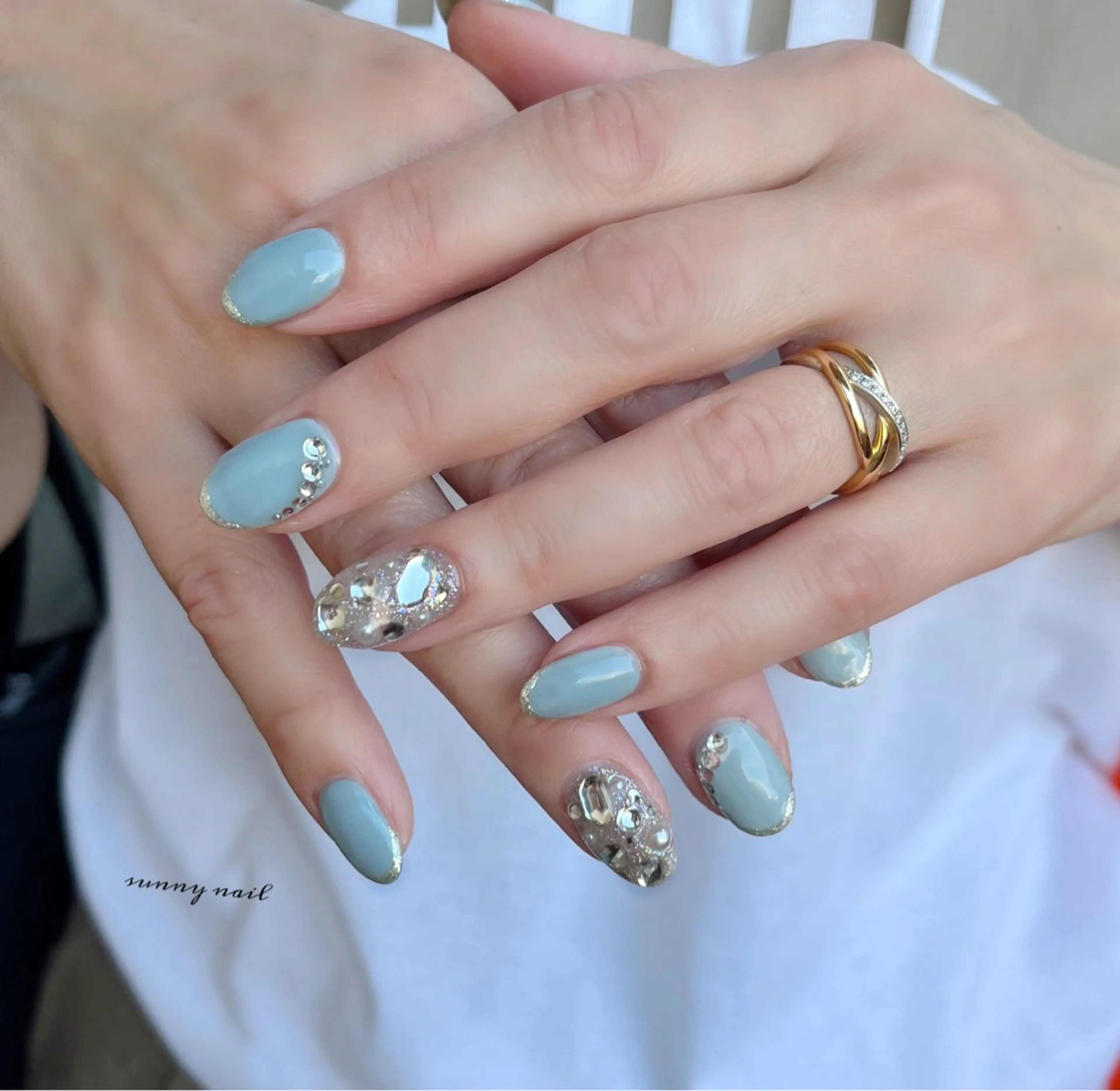 ネイル ブルー ジェルネイル パラジェル sunny nailのネイルデザイン