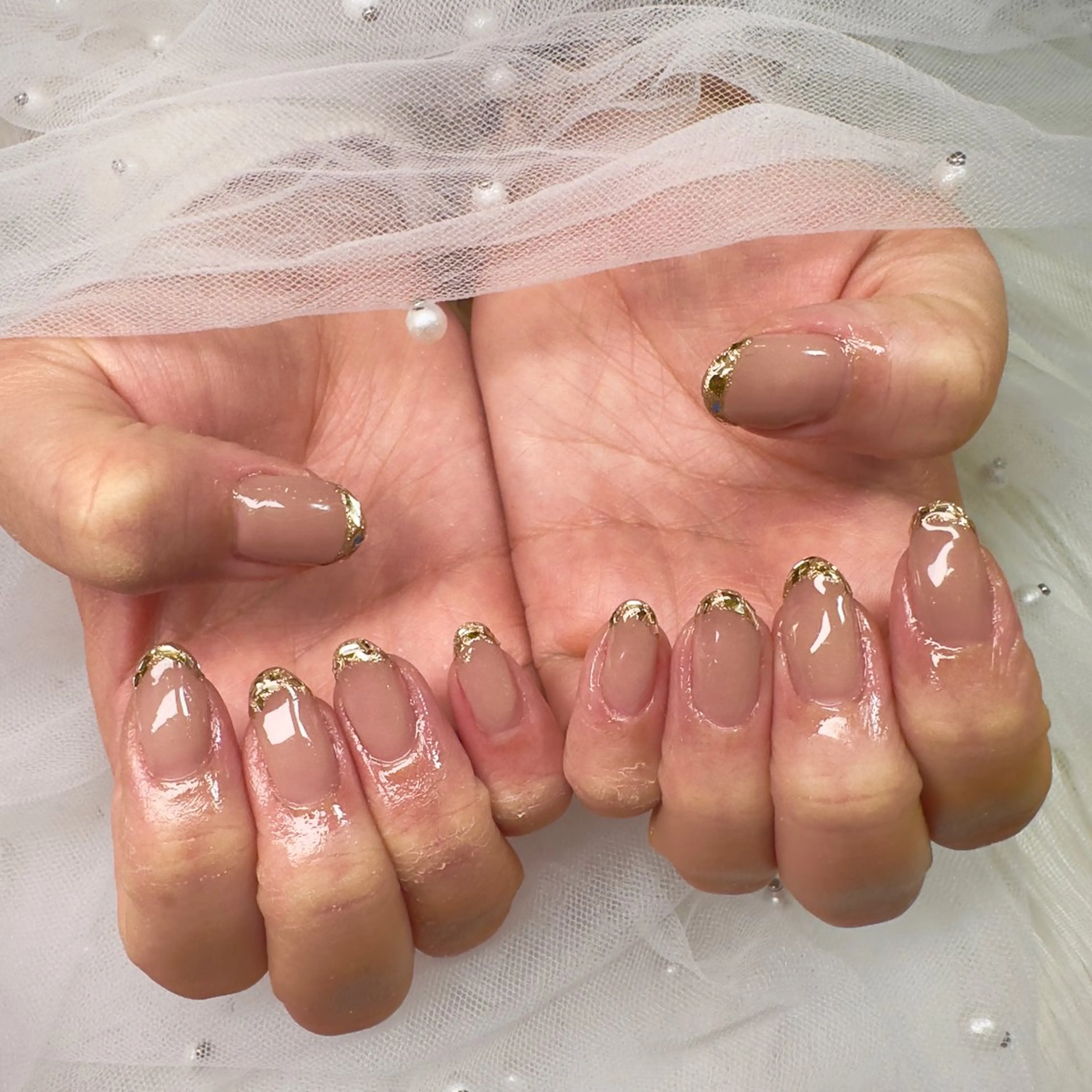 ネイル フレンチネイル ガラスフレンチ nails alien Cのネイルデザイン