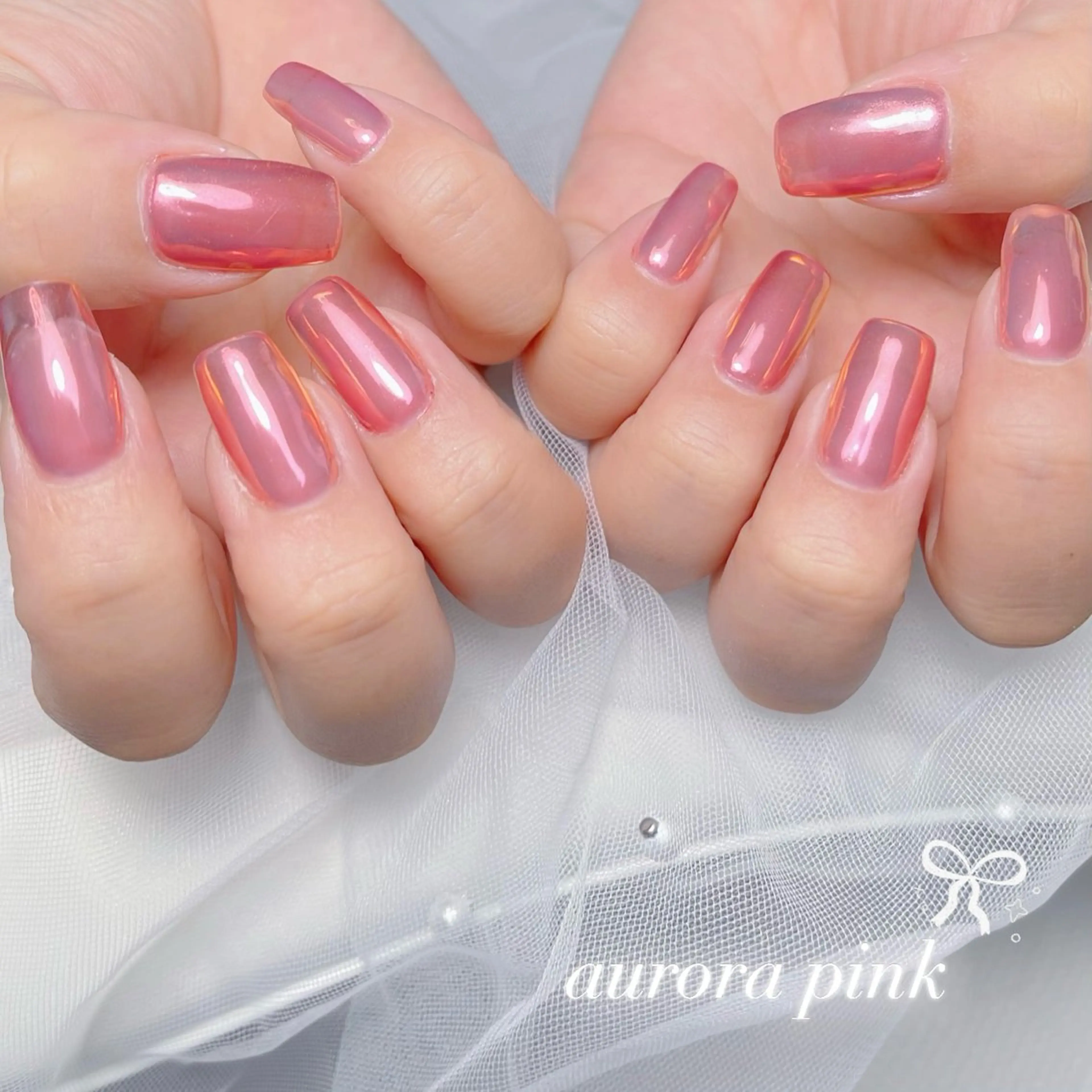 ネイル アートネイル オーロラネイル 長さ出し 韓国ネイル 持ち込み ハンドネイル RE SALONのネイルデザイン