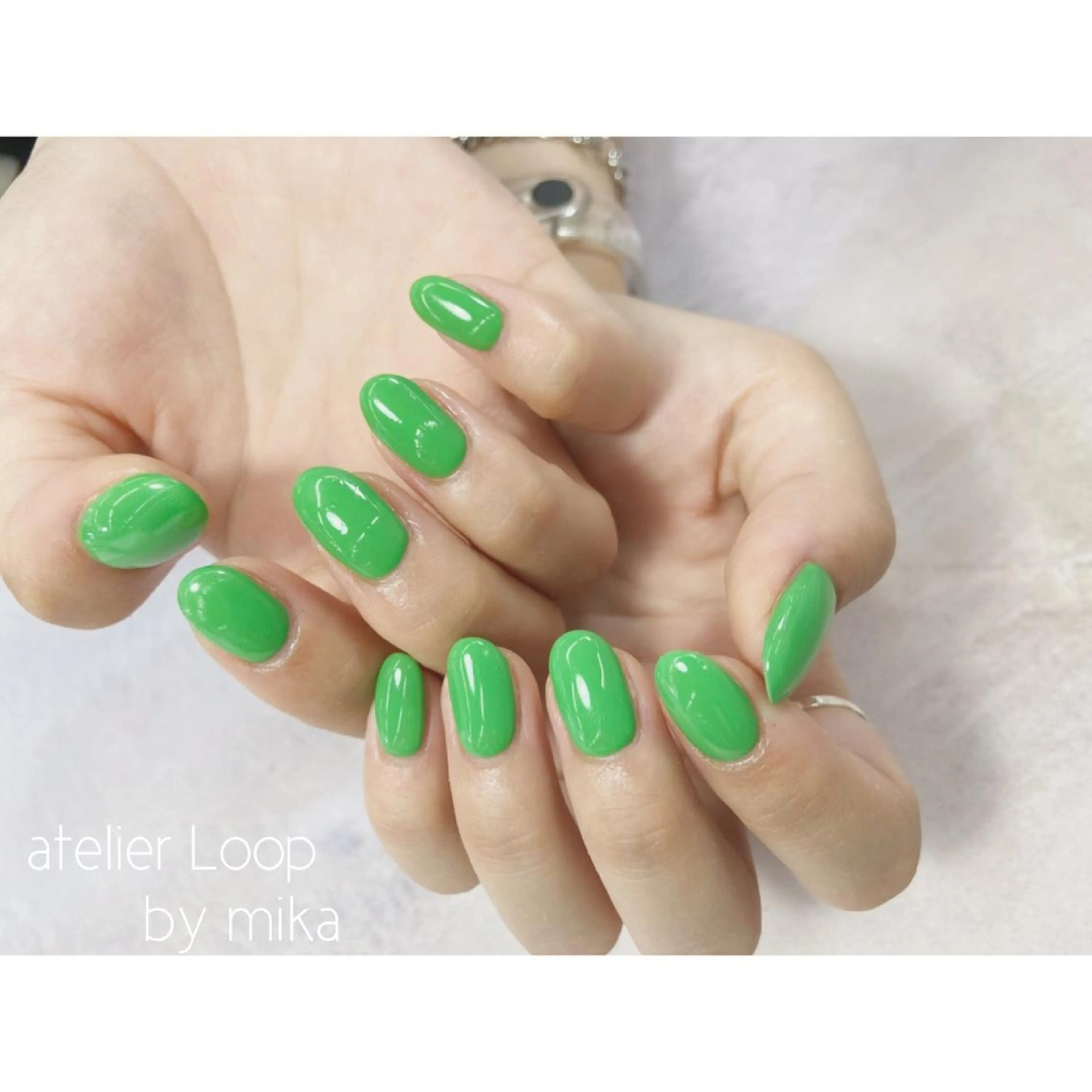 ネイル アートネイル カジュアル クリアネイル グリーン マグネットネイル atelierLoopbyshiho所属・atelier Loop♪MIKAのネイルデザイン