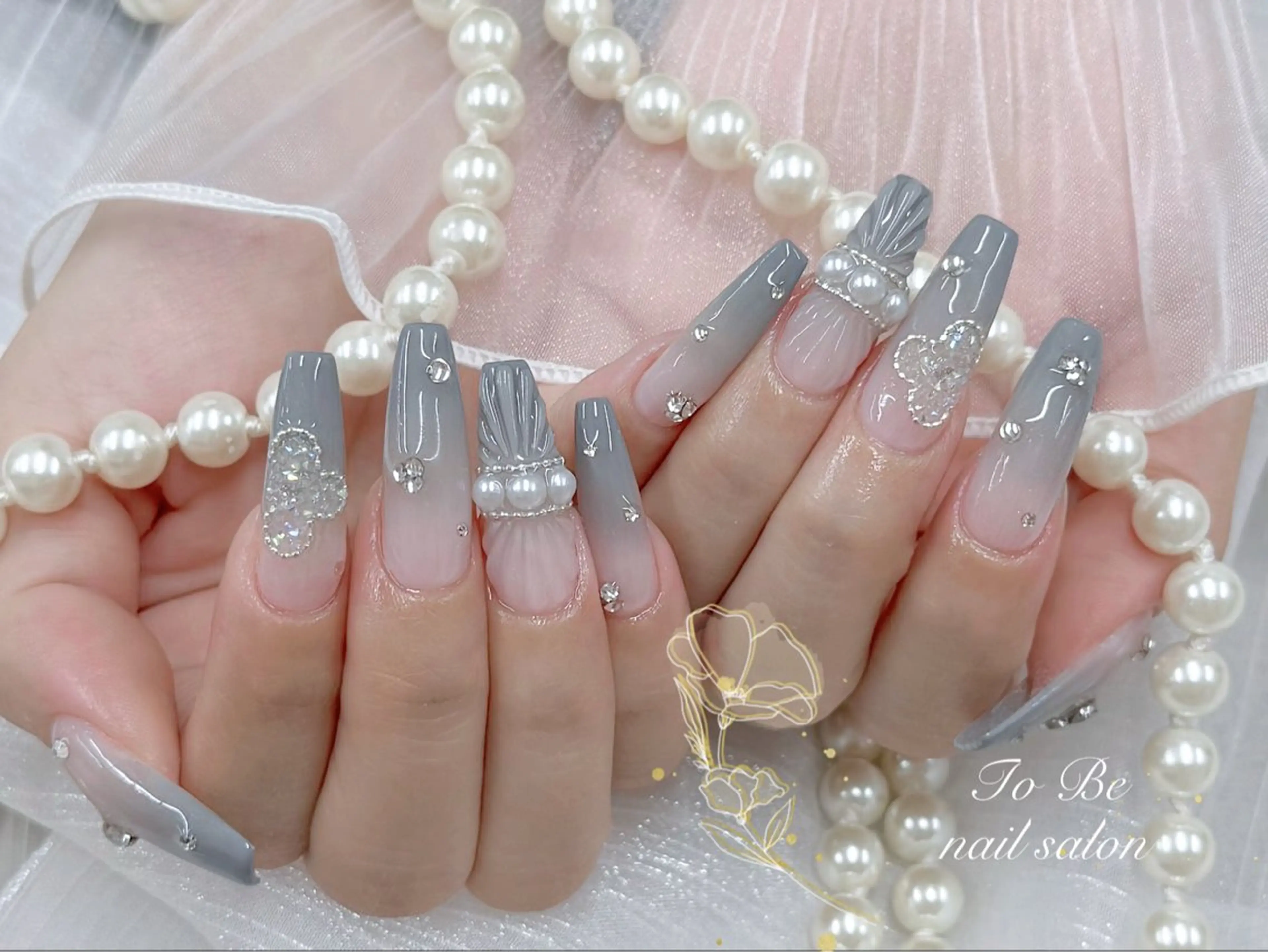 ロング ハンドネイル Nail Salon To Be珈月のネイルデザイン